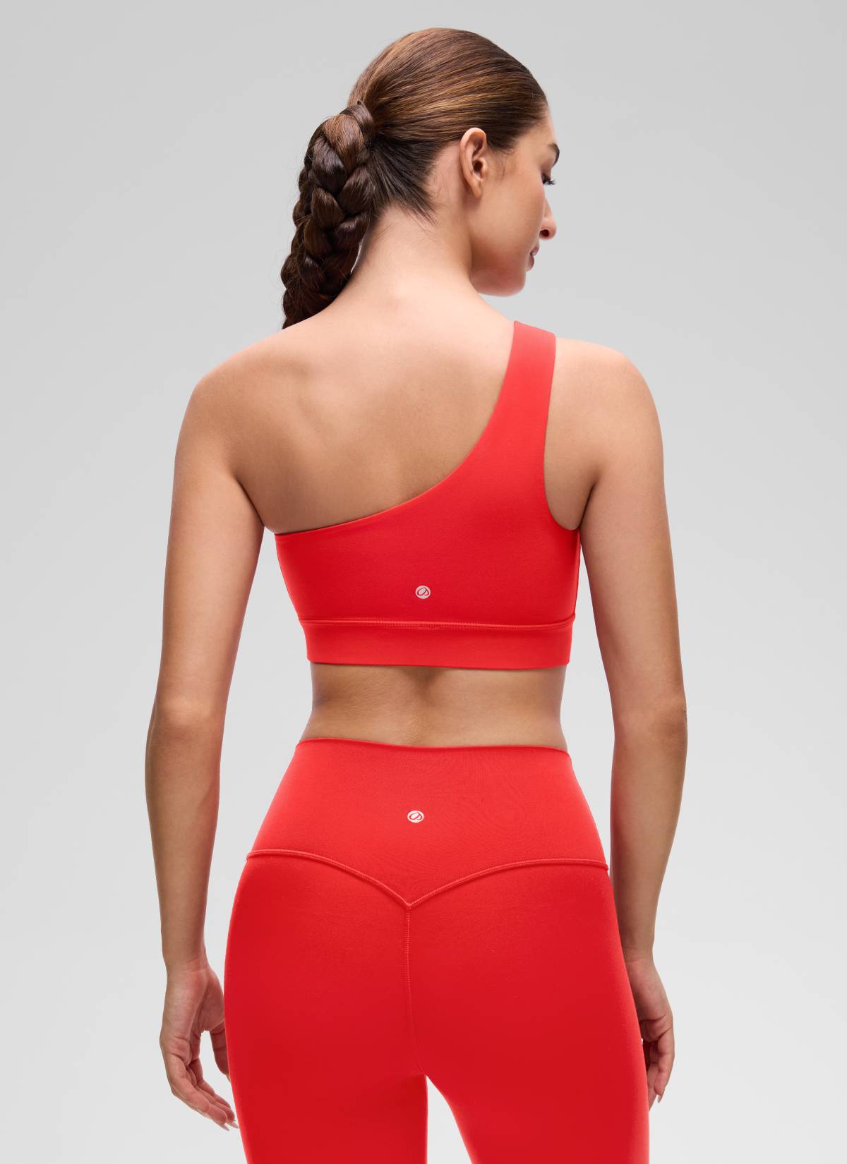 CRZ YOGA Butterluxe Áo lót thể thao một vai dành cho nữ, thiết kế bất đối xứng, có đệm, màu đỏ đậm