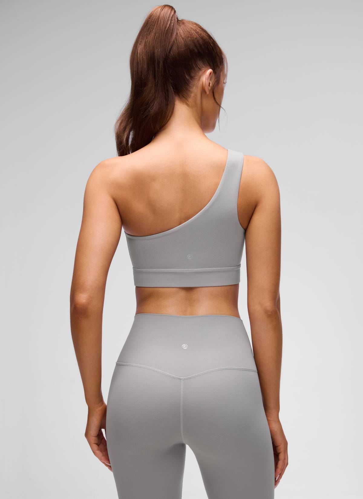 CRZ YOGA Butterluxe Áo lót thể thao một vai dành cho nữ, kiểu bất đối xứng, có đệm, màu xám Gull