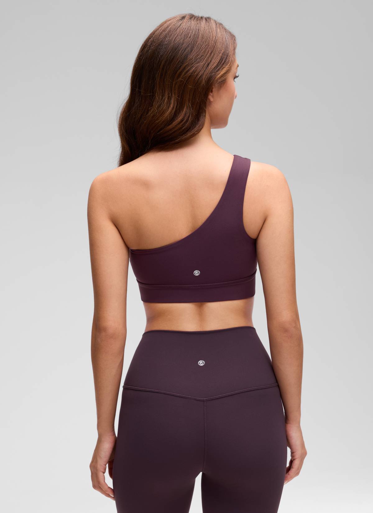 CRZ YOGA Butterluxe Áo lót thể thao một vai dành cho nữ, thiết kế bất đối xứng, có đệm, màu tím đậm