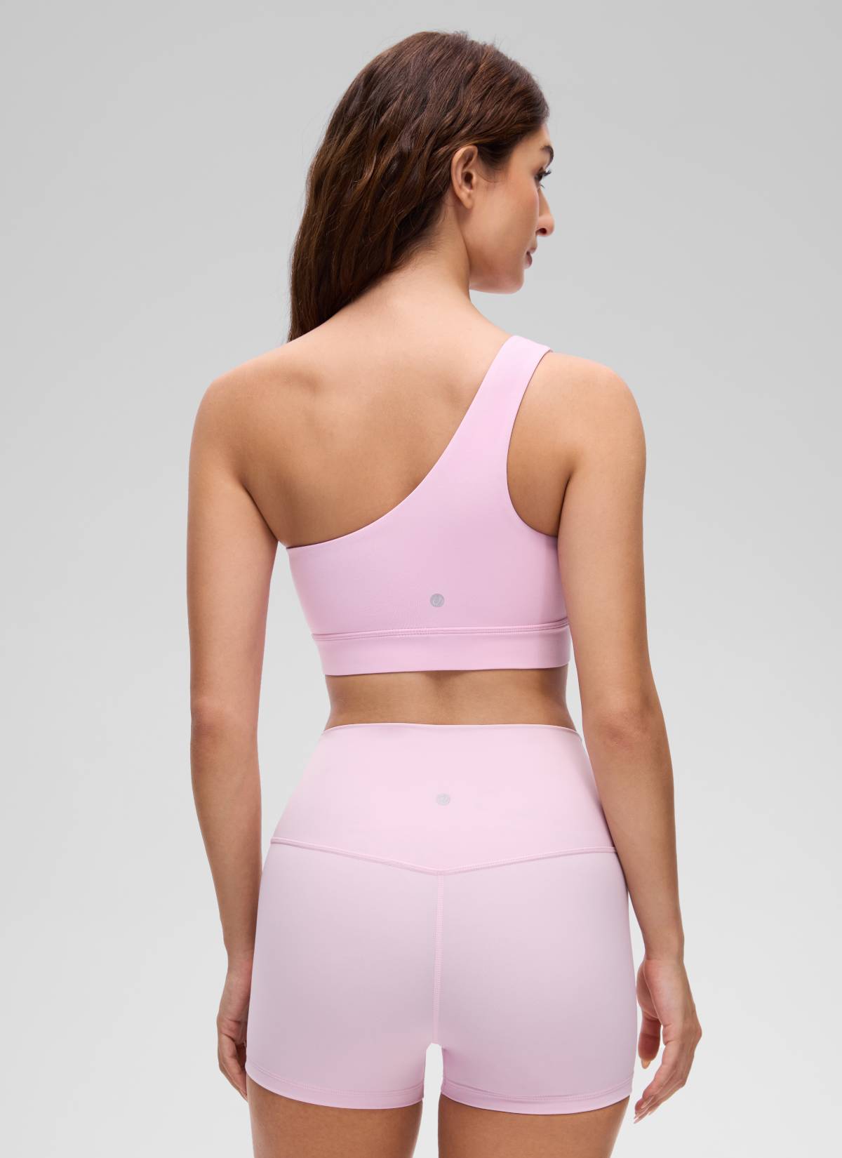 CRZ YOGA Butterluxe Áo lót thể thao một vai dành cho nữ, kiểu bất đối xứng, có đệm, màu hồng Vita