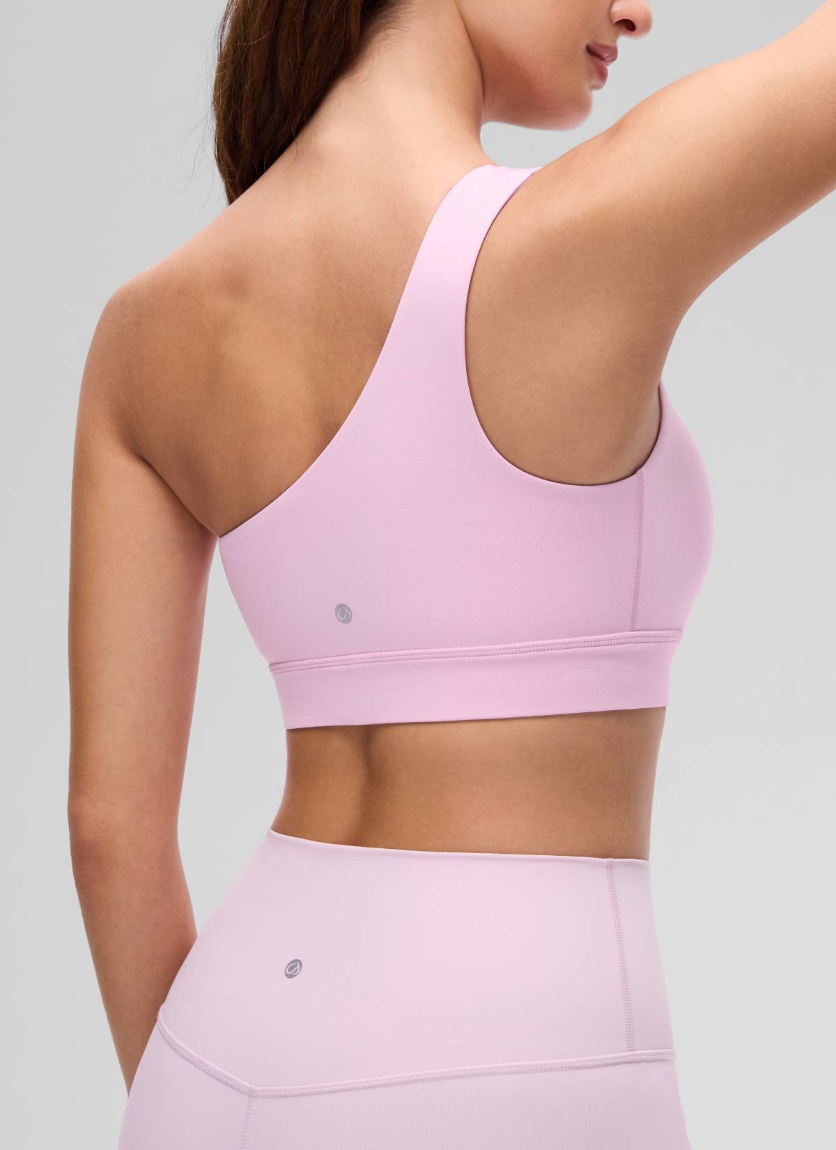 CRZ YOGA Butterluxe Áo lót thể thao một vai dành cho nữ, kiểu bất đối xứng, có đệm, màu hồng Vita