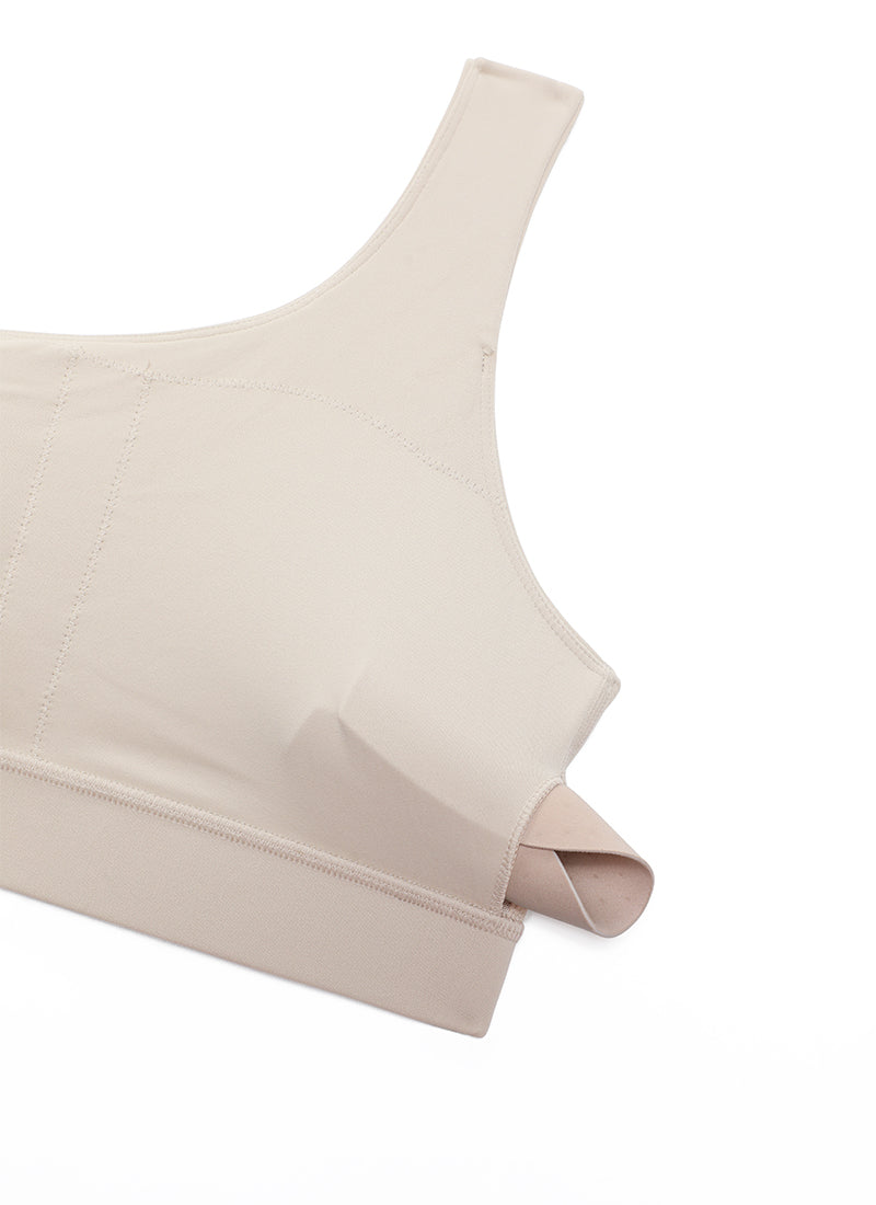 CRZ YOGA Butterluxe Áo lót thể thao một vai dành cho nữ, kiểu bất đối xứng, có đệm, màu Mojave Tan