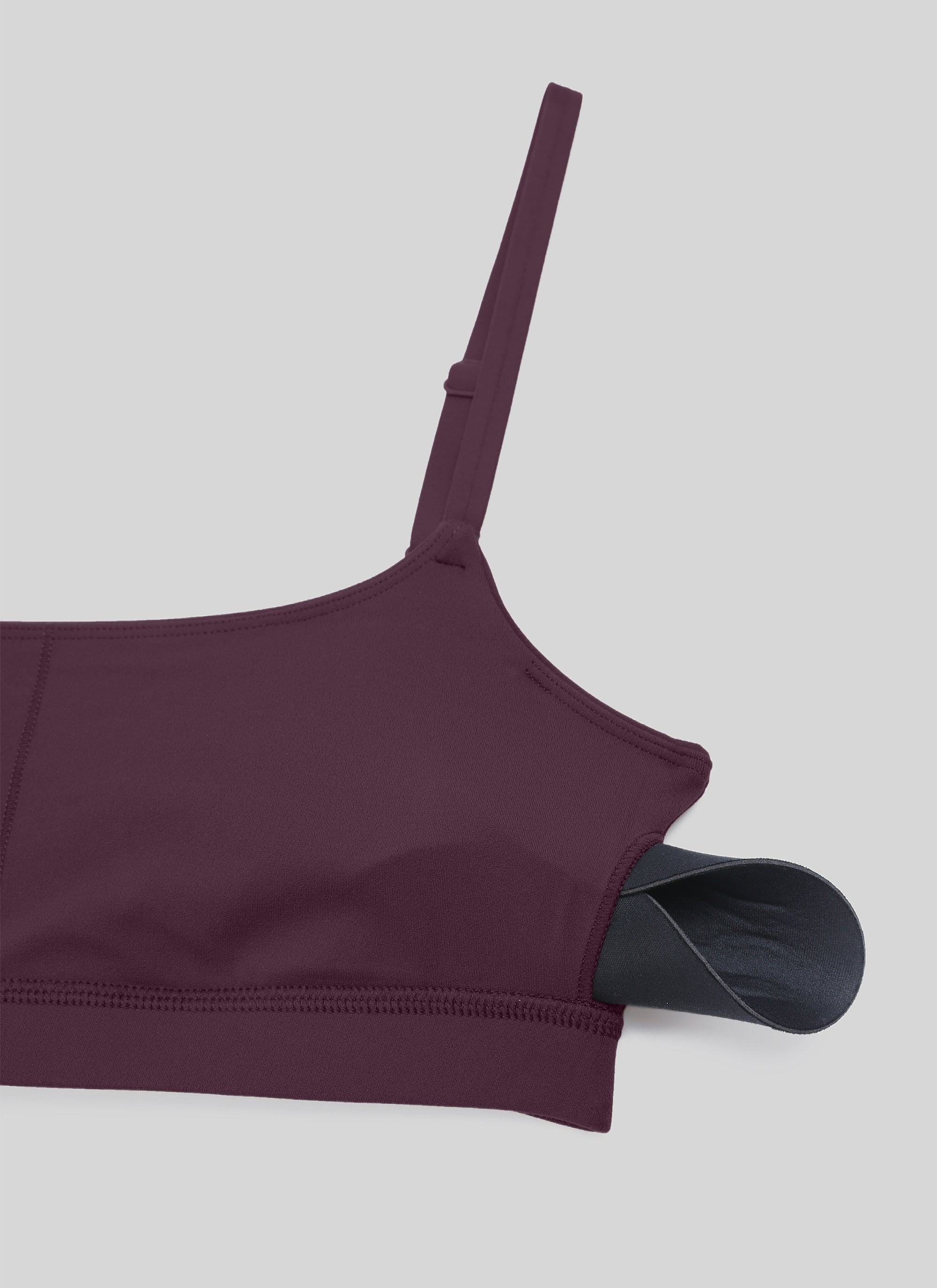 CRZ YOGA Áo lót thể thao dành cho nữ kiểu cổ tròn, dây mảnh có thể điều chỉnh, chất liệu vải " Butterluxe ", màu tím đậm