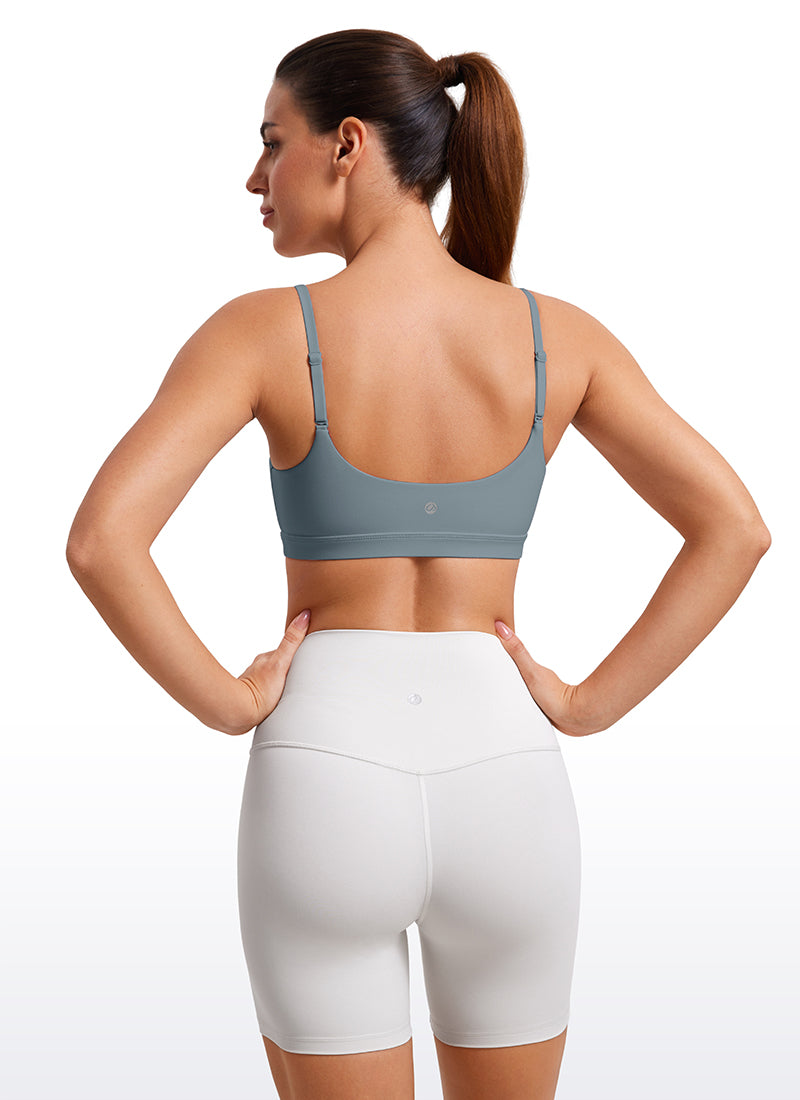 CRZ YOGA Áo lót thể thao dành cho nữ kiểu cổ tròn, dây mảnh có thể điều chỉnh, màu Xanh Bỉ ( Butterluxe )