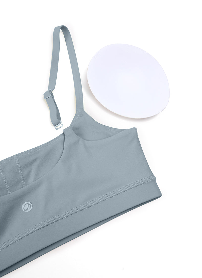 CRZ YOGA Áo lót thể thao dành cho nữ kiểu cổ tròn, dây mảnh có thể điều chỉnh, màu Xanh Bỉ ( Butterluxe )