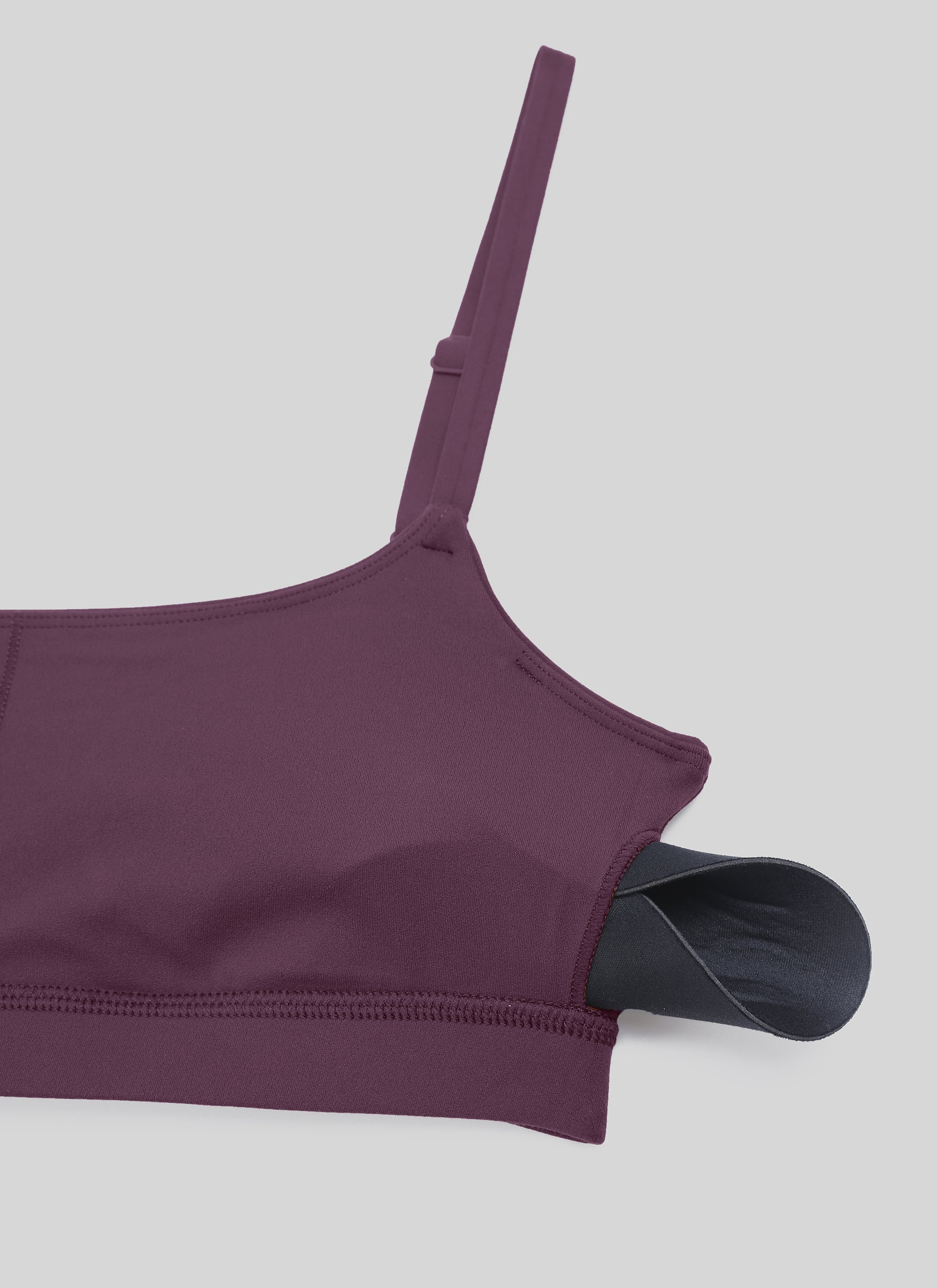 Butterluxe CRZ YOGA - Áo lót thể thao dành cho nữ kiểu cổ tròn, dây mảnh có thể điều chỉnh, họa tiết hoa nho và cây kế, màu tím