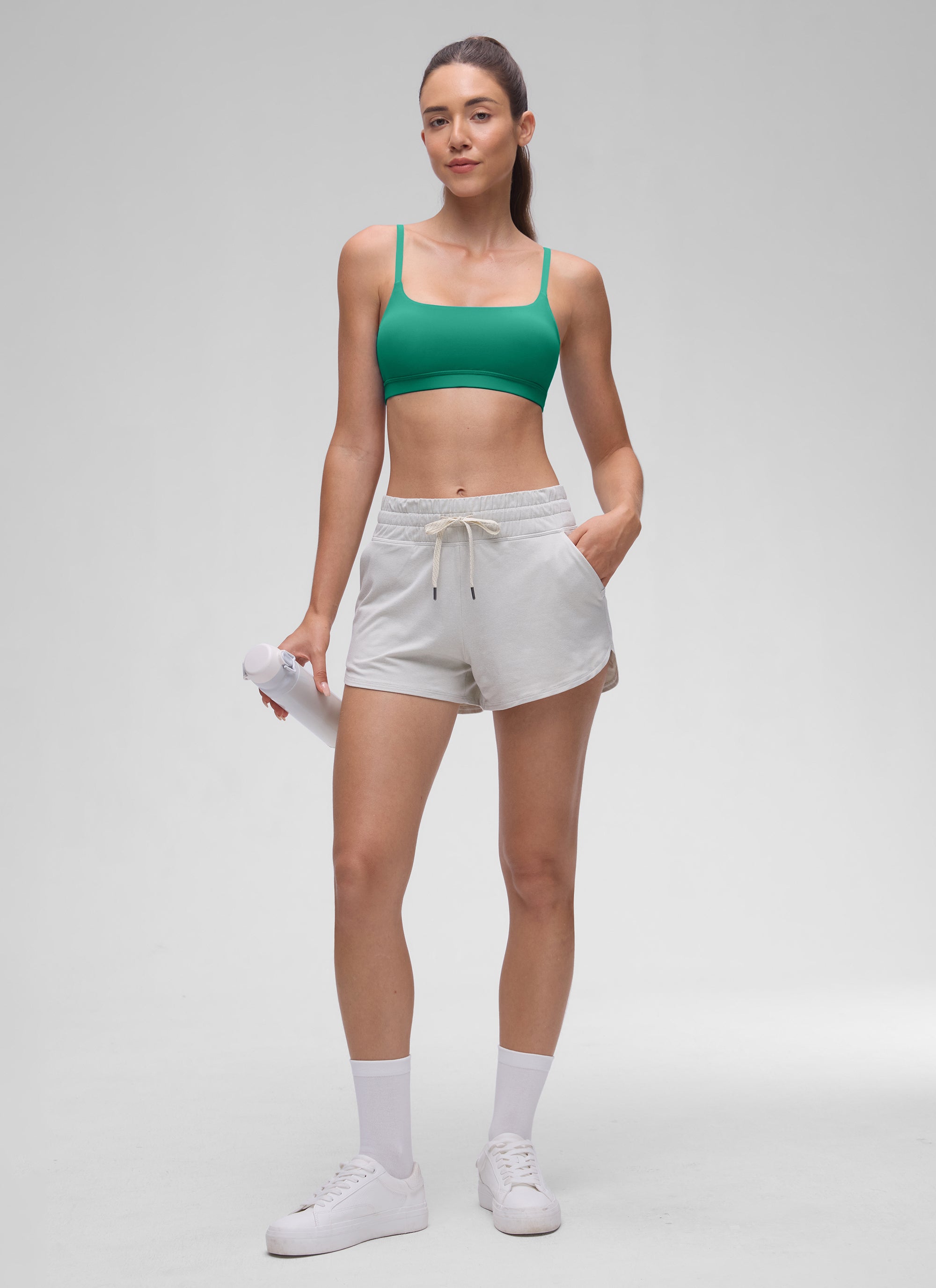 CRZ YOGA Áo lót thể thao dành cho nữ kiểu cổ tròn, dây mảnh có thể điều chỉnh, màu Xanh Cascadia ( Butterluxe )