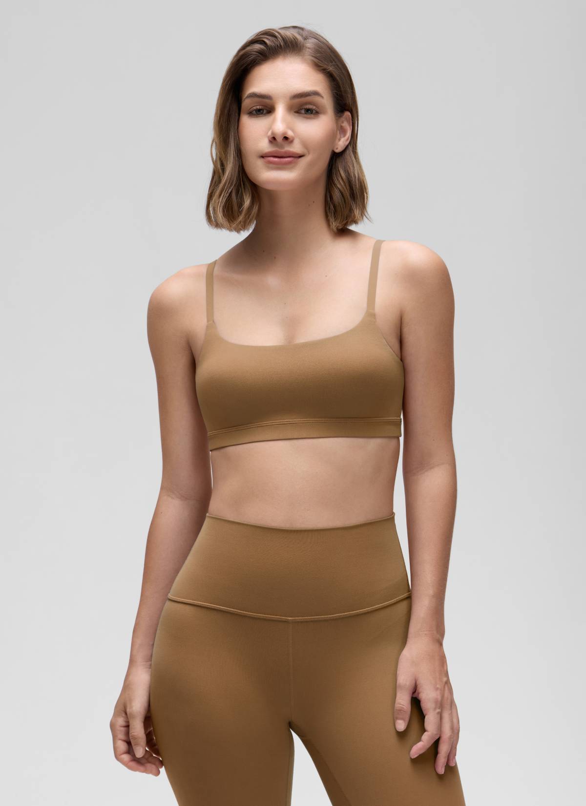 CRZ YOGA - Áo lót thể thao dành cho nữ kiểu cổ tròn, dây mảnh có thể điều chỉnh, màu Allspice thuộc dòng " Butterluxe "