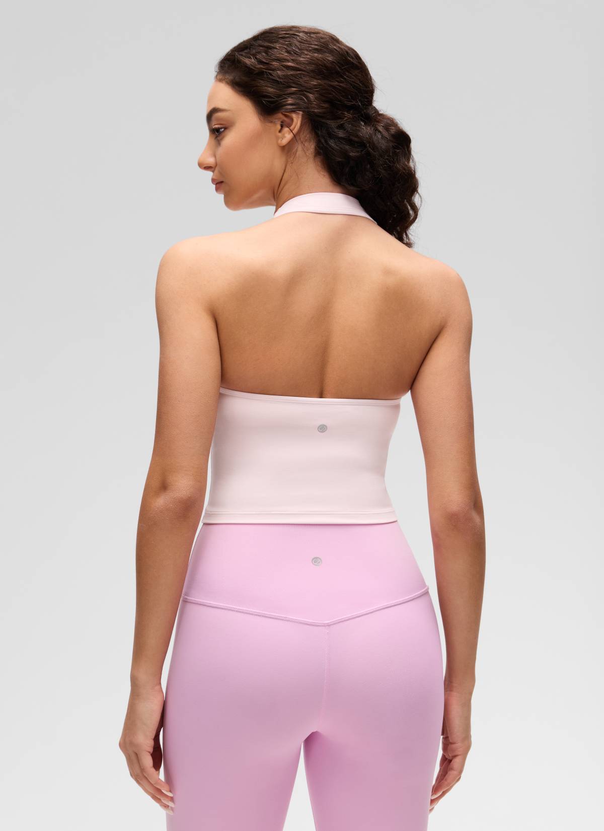 CRZ YOGA Áo lót thể thao kiểu halter dáng dài dành cho nữ, kết hợp áo crop top, họa tiết " Butterluxe ", màu hồng dâu tây