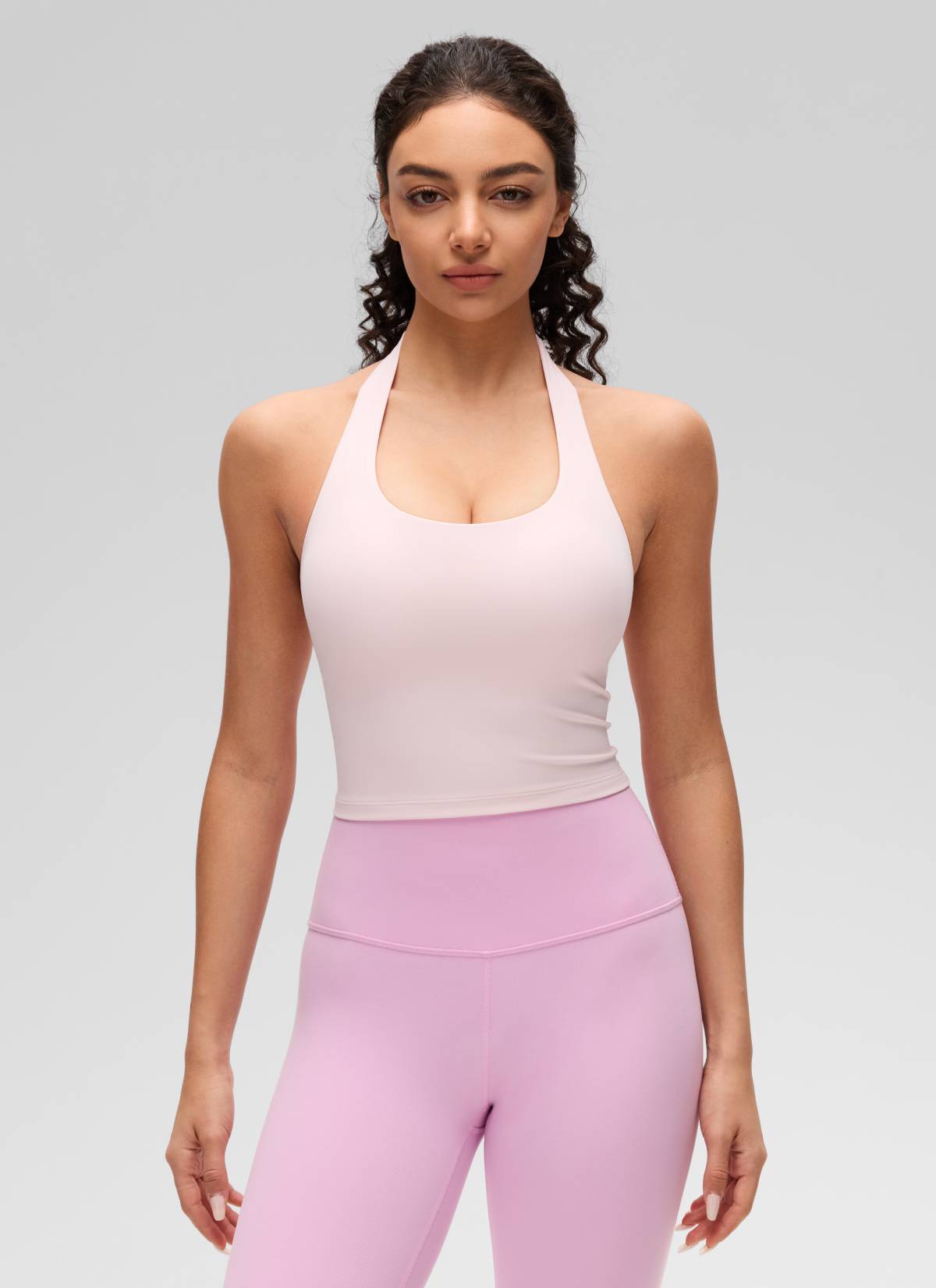 CRZ YOGA Áo lót thể thao kiểu halter dáng dài dành cho nữ, kết hợp áo crop top, họa tiết " Butterluxe ", màu hồng dâu tây