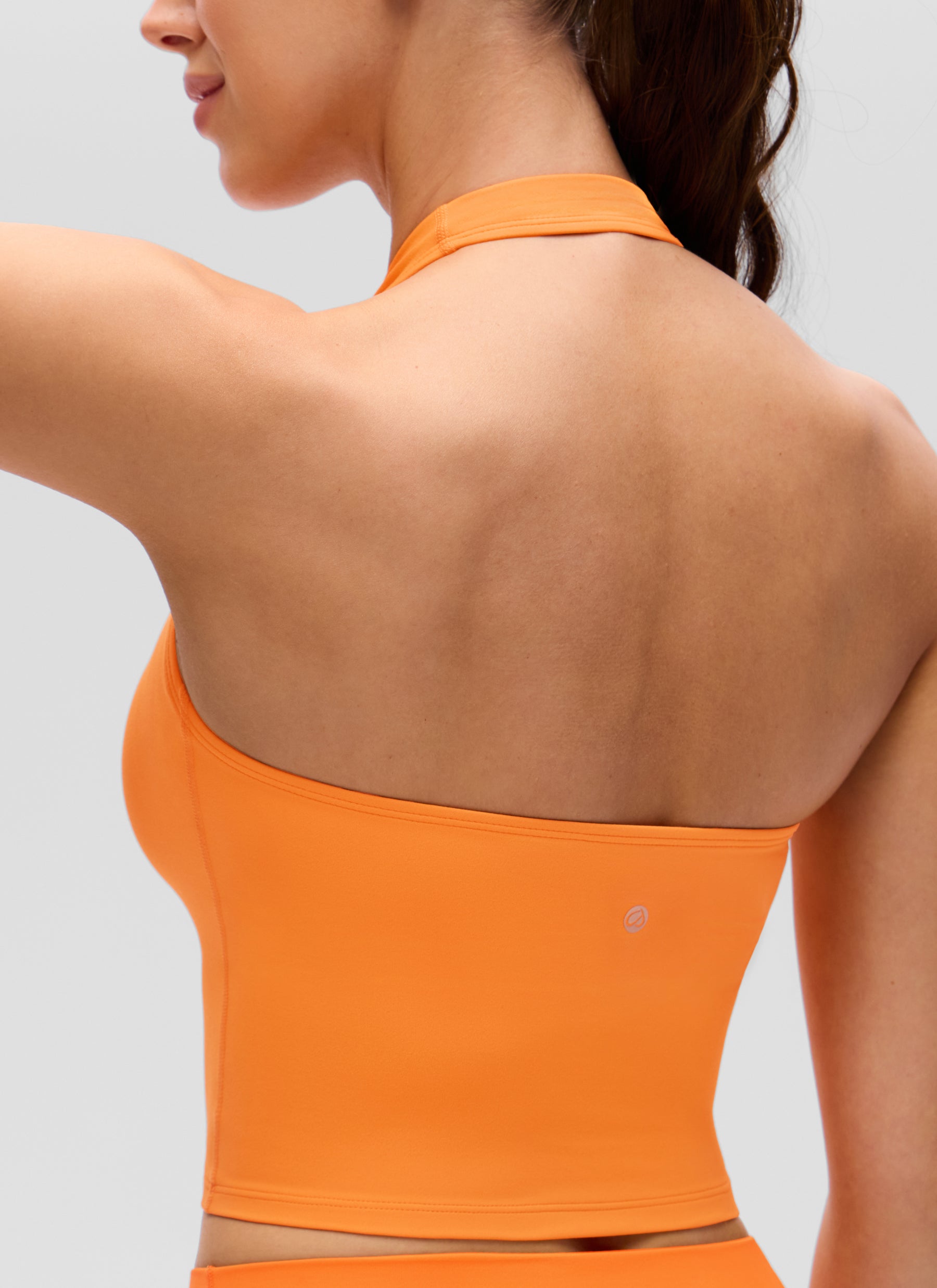 CRZ YOGA Áo lót thể thao kiểu halter dáng dài dành cho nữ, họa tiết " Butterluxe ", màu cam hổ