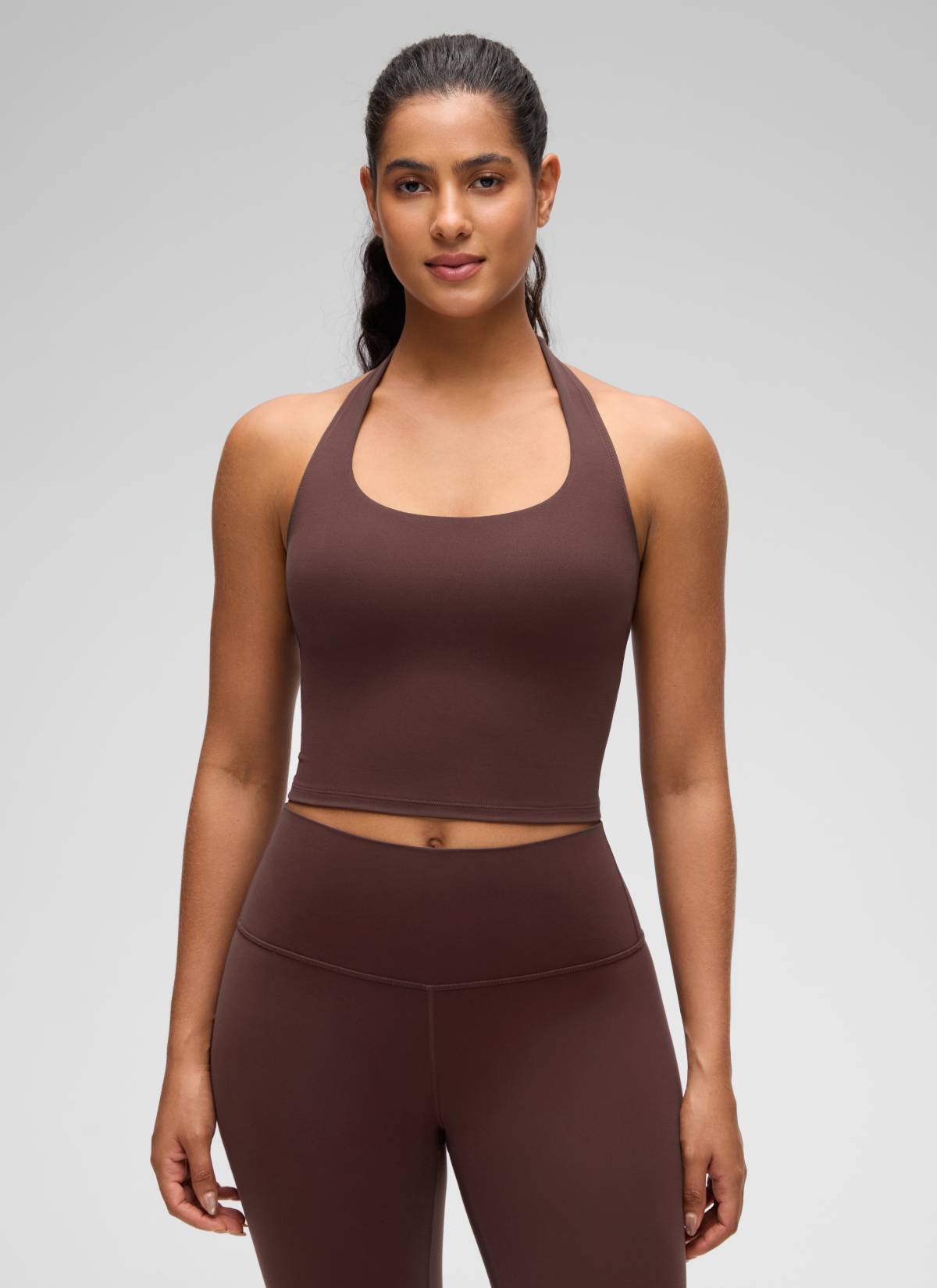 CRZ YOGA - Áo lót thể thao kiểu halter dáng dài dành cho nữ, thuộc bộ sưu tập “ Butterluxe ”, màu xám tro