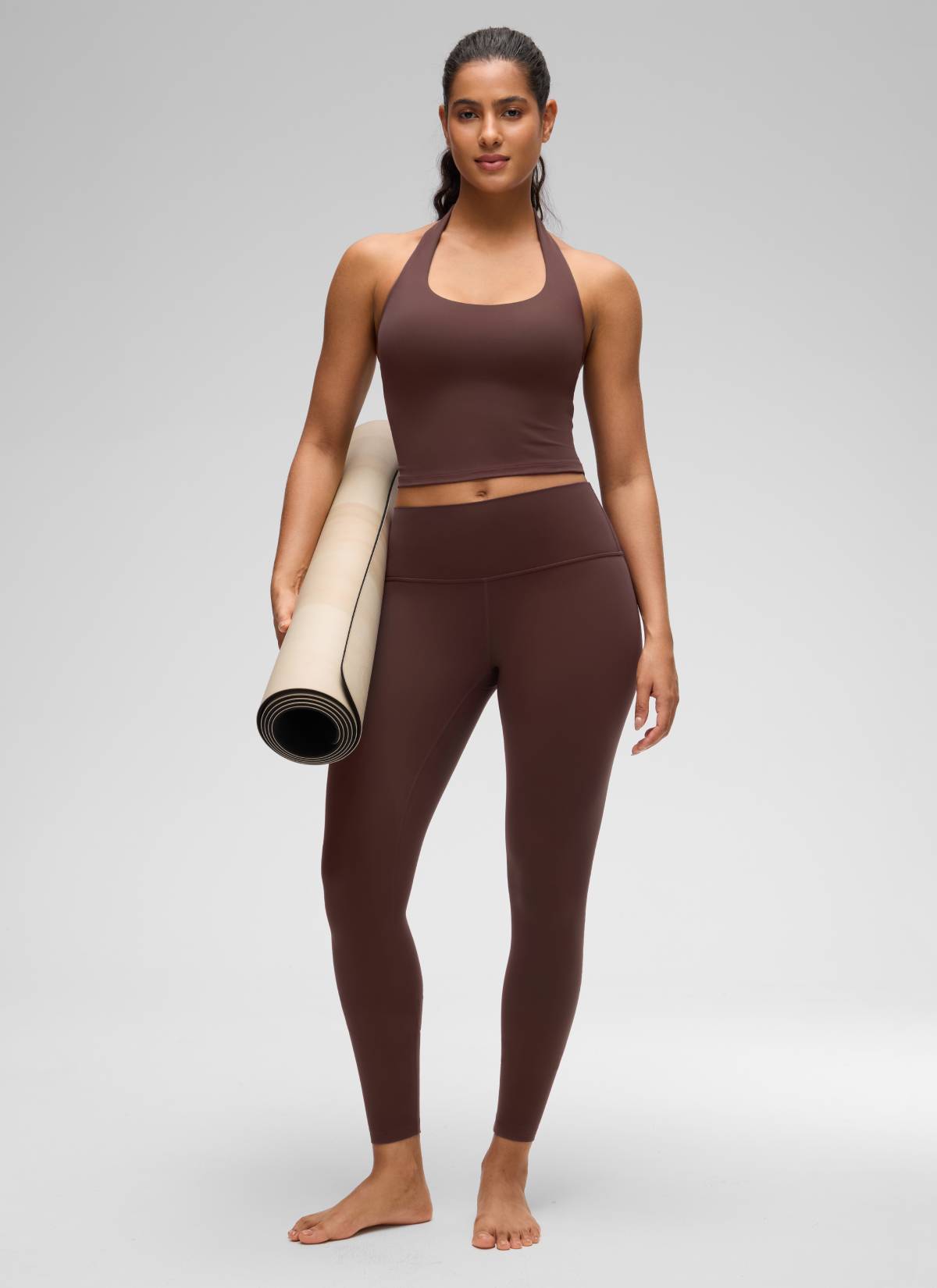 CRZ YOGA - Áo lót thể thao kiểu halter dáng dài dành cho nữ, thuộc bộ sưu tập “ Butterluxe ”, màu xám tro