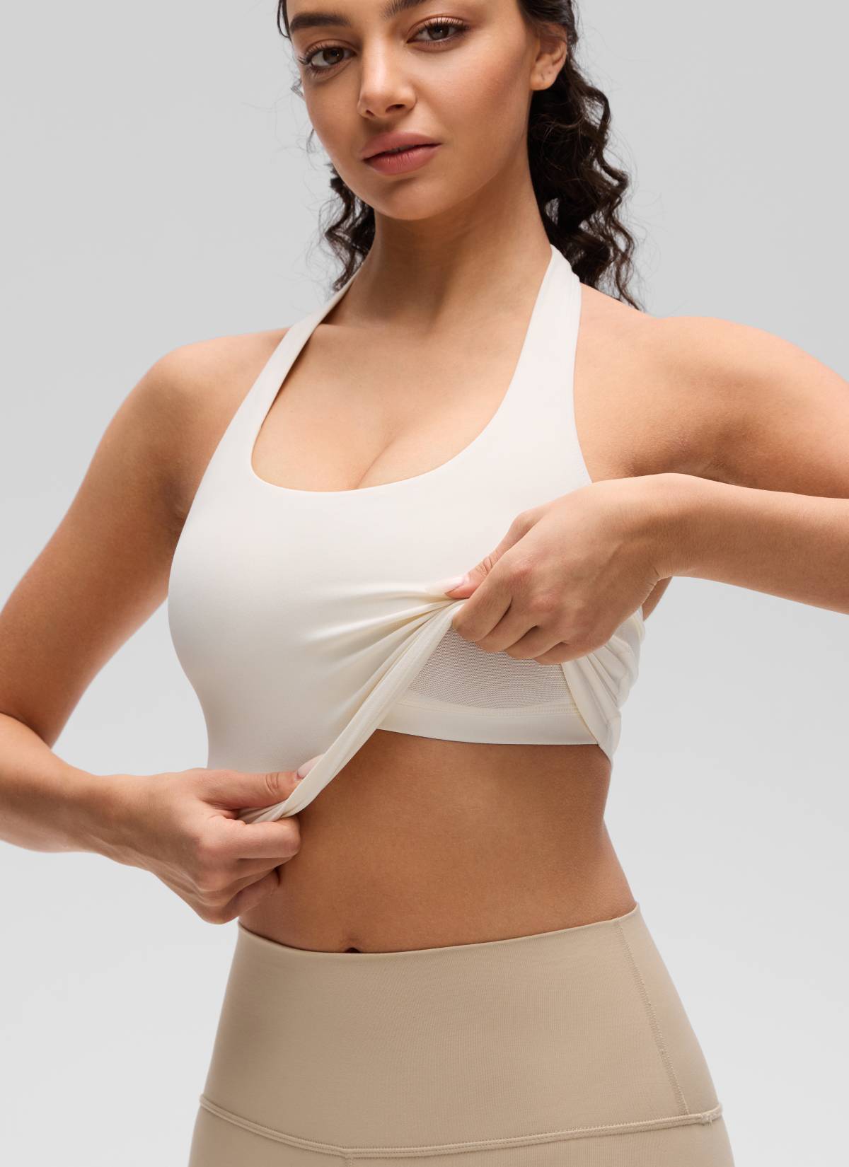 CRZ YOGA Áo lót thể thao kiểu halter dáng dài dành cho nữ " Butterluxe " - Áo crop top màu Trắng và Màu mơ