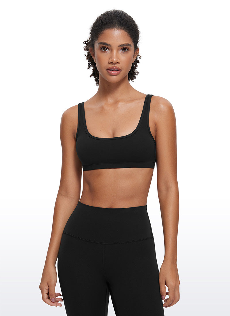 CRZ YOGA Áo lót mini có đệm, cổ tròn, dành cho nữ - Bộ sưu tập " Butterluxe " - Màu đen