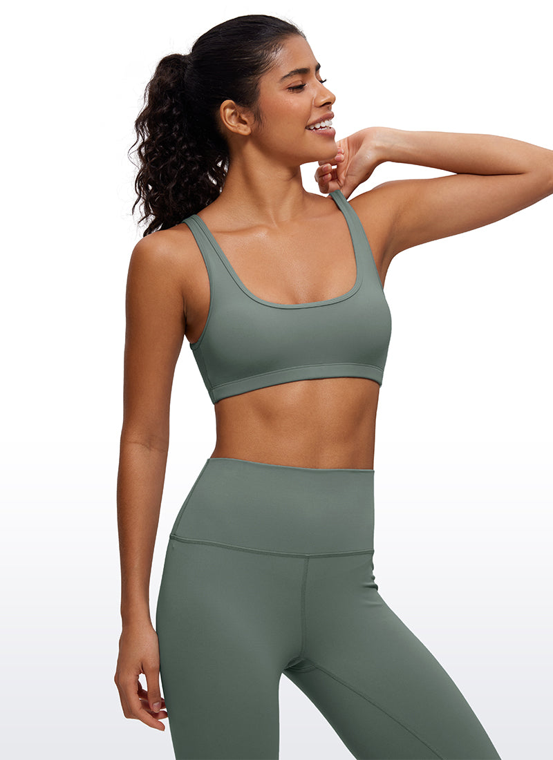CRZ YOGA Áo lót mini có đệm, cổ tròn, kiểu Cami dành cho nữ - Bộ sưu tập " Butterluxe " - Màu xám lá xô thơm