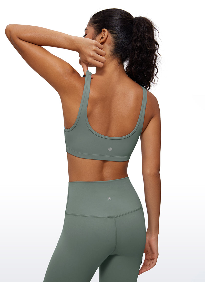 CRZ YOGA Áo lót mini có đệm, cổ tròn, kiểu Cami dành cho nữ - Bộ sưu tập " Butterluxe " - Màu xám lá xô thơm