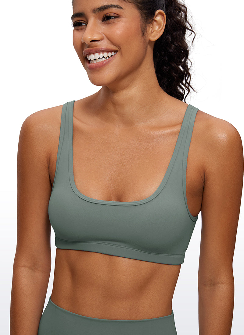 CRZ YOGA Áo lót mini có đệm, cổ tròn, kiểu Cami dành cho nữ - Bộ sưu tập " Butterluxe " - Màu xám lá xô thơm