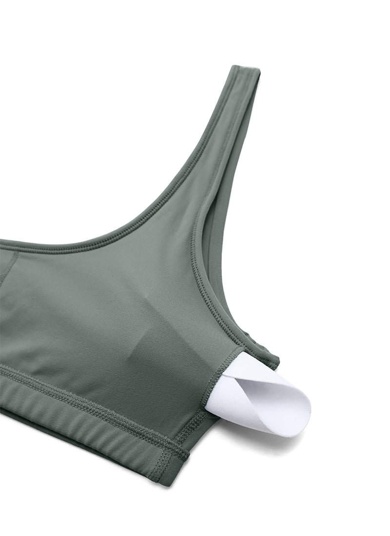 CRZ YOGA Áo lót mini có đệm, cổ tròn, kiểu Cami dành cho nữ - Bộ sưu tập " Butterluxe " - Màu xám lá xô thơm