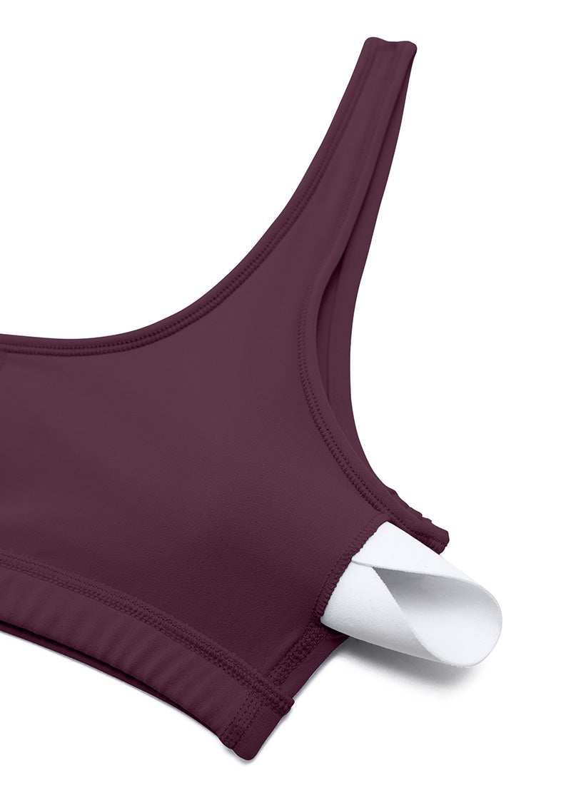 CRZ YOGA Áo lót mini có đệm, cổ tròn, kiểu Cami dành cho nữ - Bộ sưu tập " Butterluxe " - Màu tím đậm