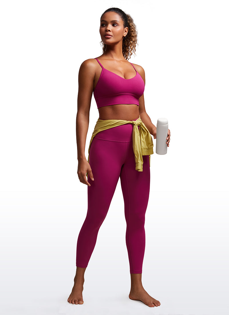 Áo bra thể thao tập luyện dáng dài cổ chữ V Butterluxe màu tím hồng sẫm dành cho nữ CRZ YOGA