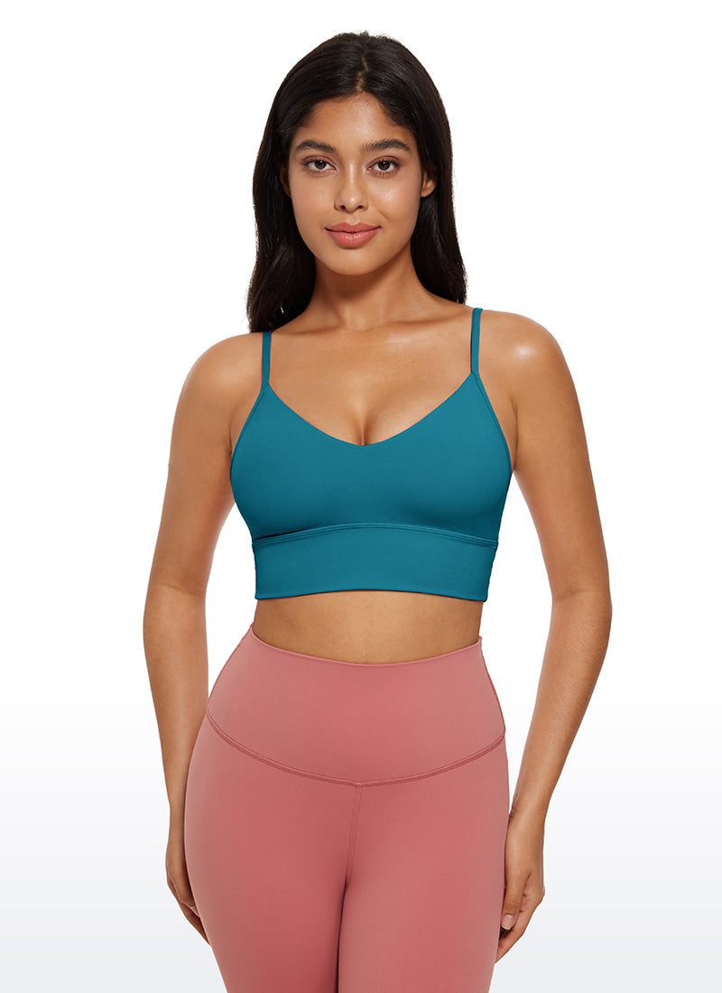 Áo bra thể thao tập luyện kiểu camisole dài qua hông cổ chữ V Butterluxe cho nữ CRZ YOGA màu Xanh Borealis