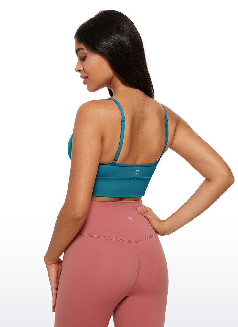 Áo bra thể thao tập luyện kiểu camisole dài qua hông cổ chữ V Butterluxe cho nữ CRZ YOGA màu Xanh Borealis