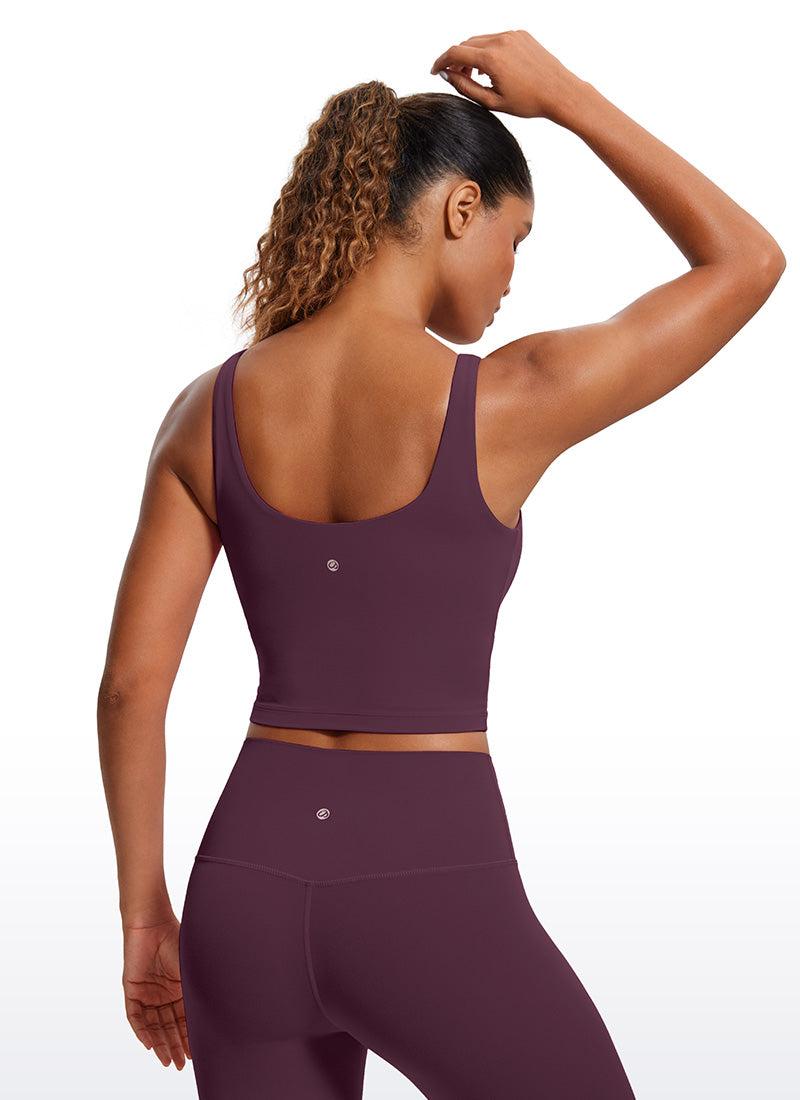 CRZ YOGA Women's Tight Fit Tops Butterluxe Built-in Bra U Back Tank Deep Purple