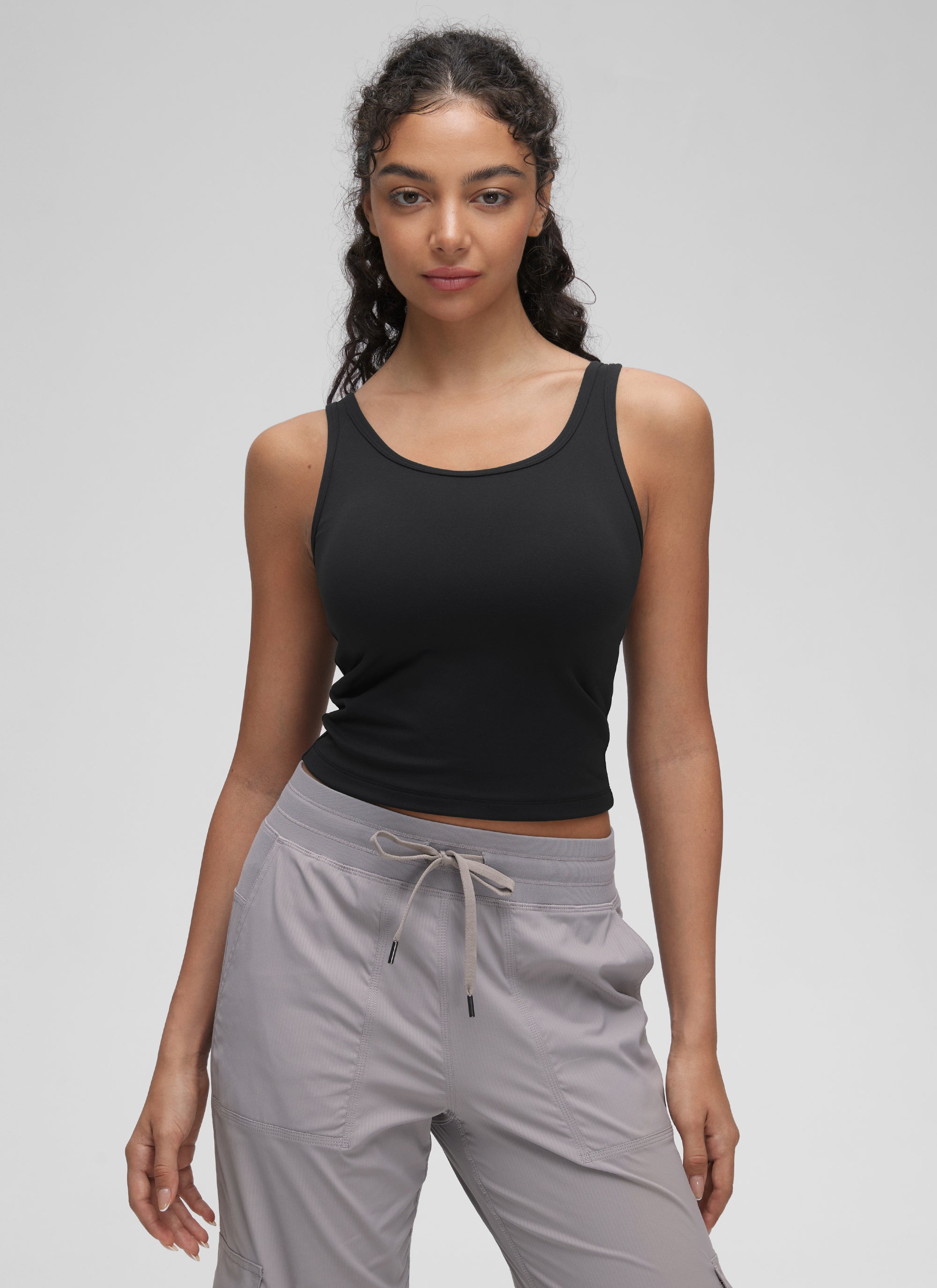 CRZ YOGA Áo ba lỗ ôm sát dành cho nữ, kiểu cổ khoét sâu ( Butterluxe ), lưng khoét sâu (Racerback), màu đen