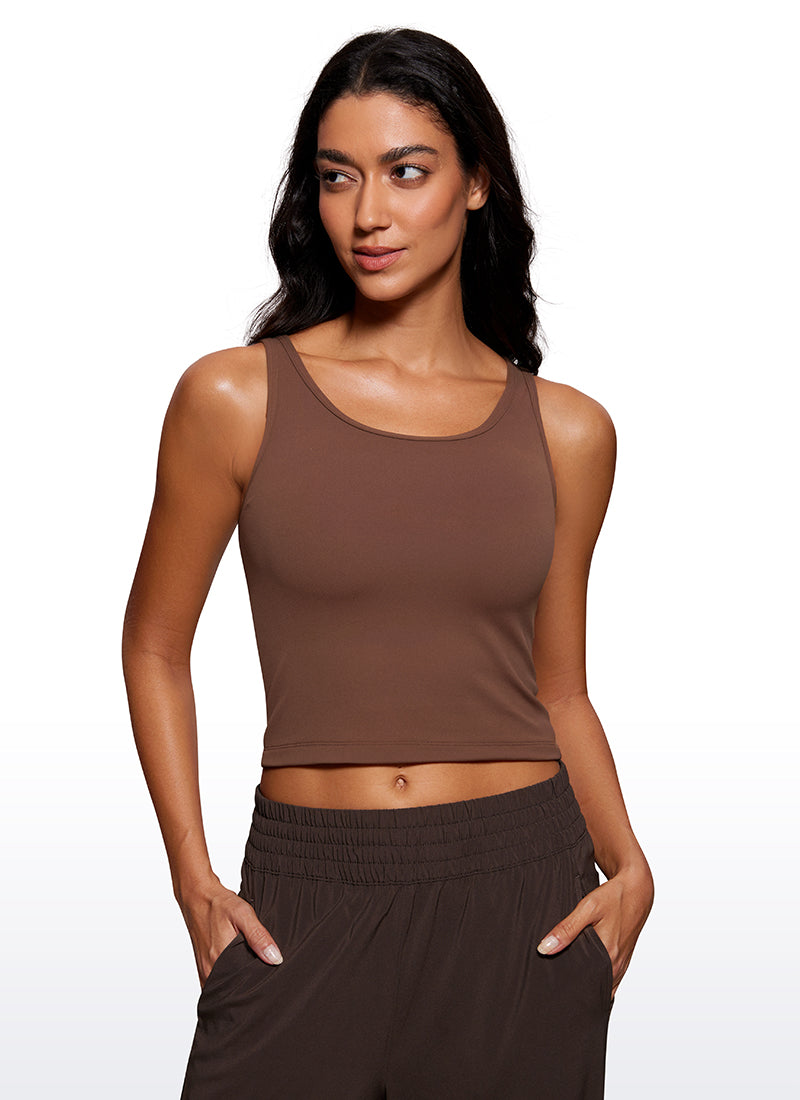 CRZ YOGA Women's Yoga Butterluxe Tight Fit Tank Tops Racerback Coffee Brown