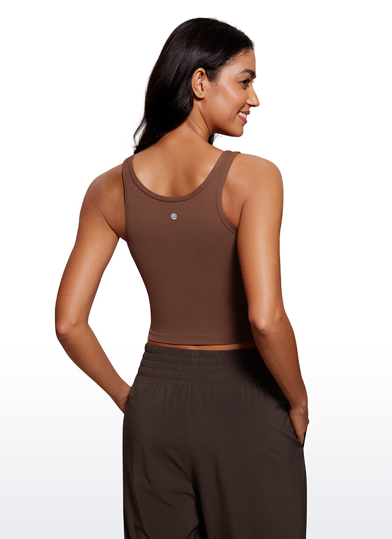 CRZ YOGA Women's Yoga Butterluxe Tight Fit Tank Tops Racerback Coffee Brown