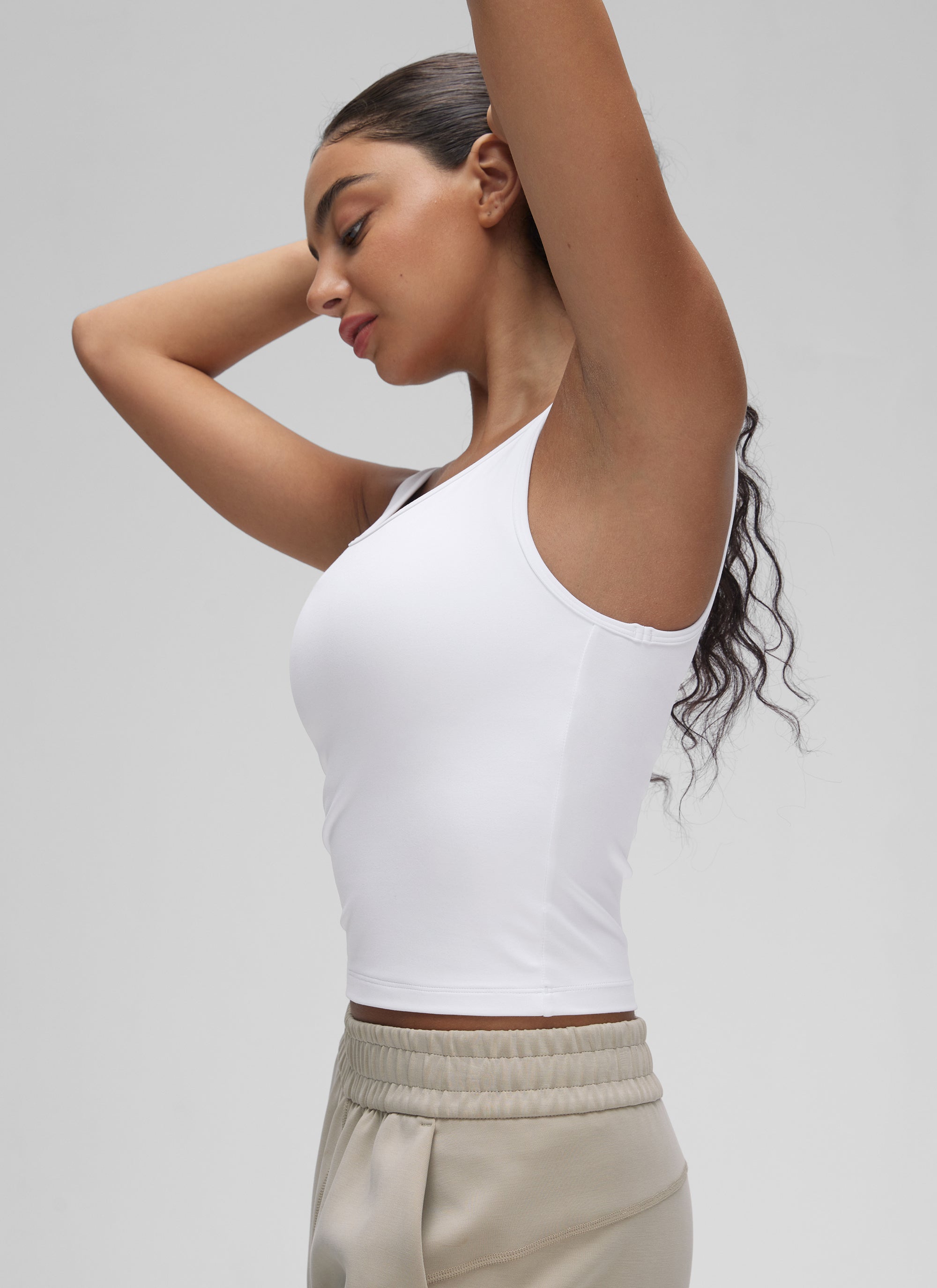 CRZ YOGA Áo ba lỗ ôm sát dành cho nữ, kiểu lưng chéo ( Butterluxe ), màu trắng