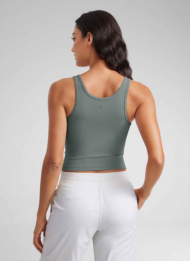 CRZ YOGA Áo ba lỗ ôm sát dành cho nữ, kiểu cổ khoét sâu ( Butterluxe ), lưng khoét sâu (Racerback), màu xám Sage
