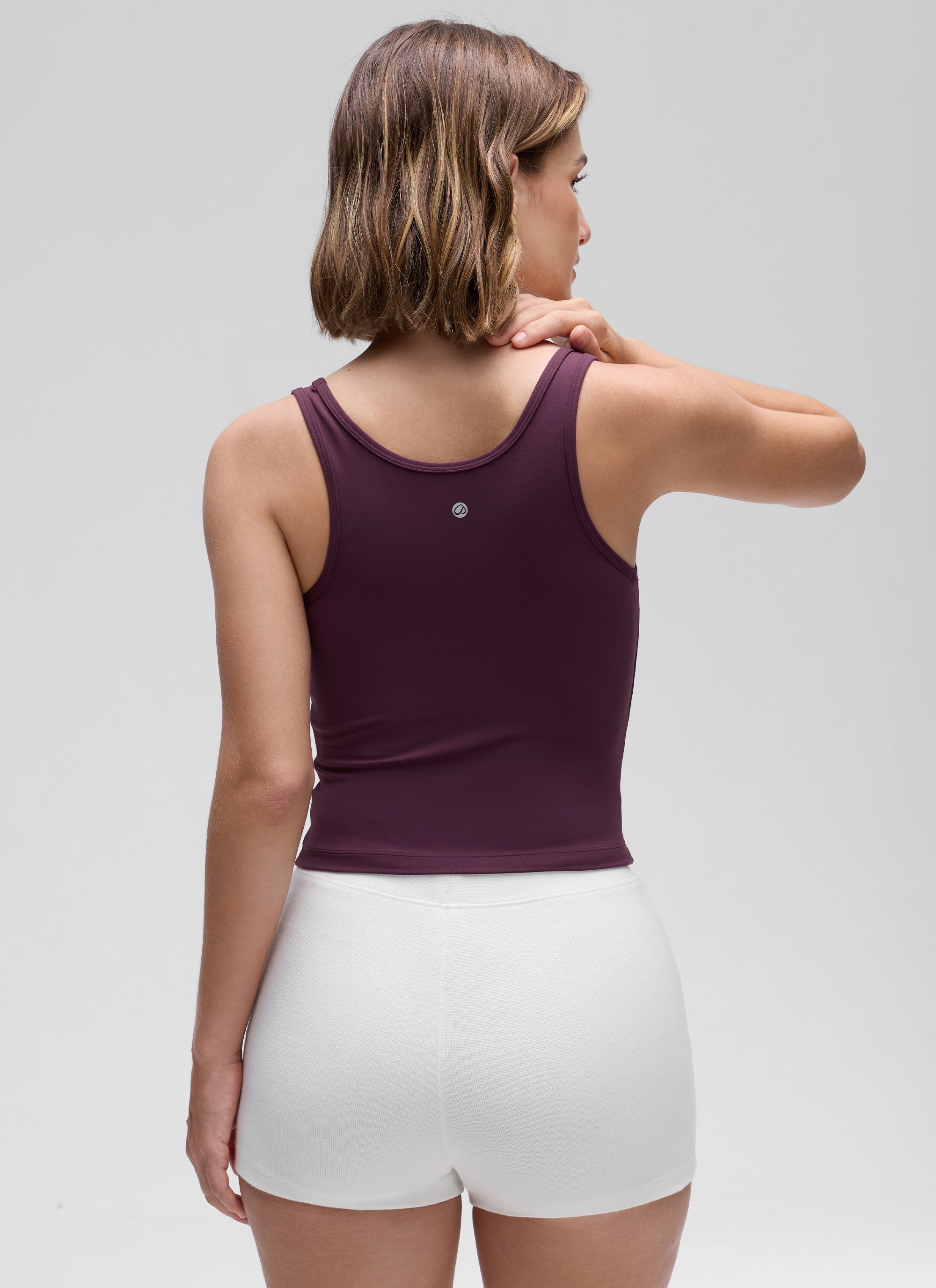 CRZ YOGA Áo ba lỗ ôm sát dành cho nữ, kiểu cổ khoét sâu và lưng khoét sâu ( Butterluxe ), màu tím đậm