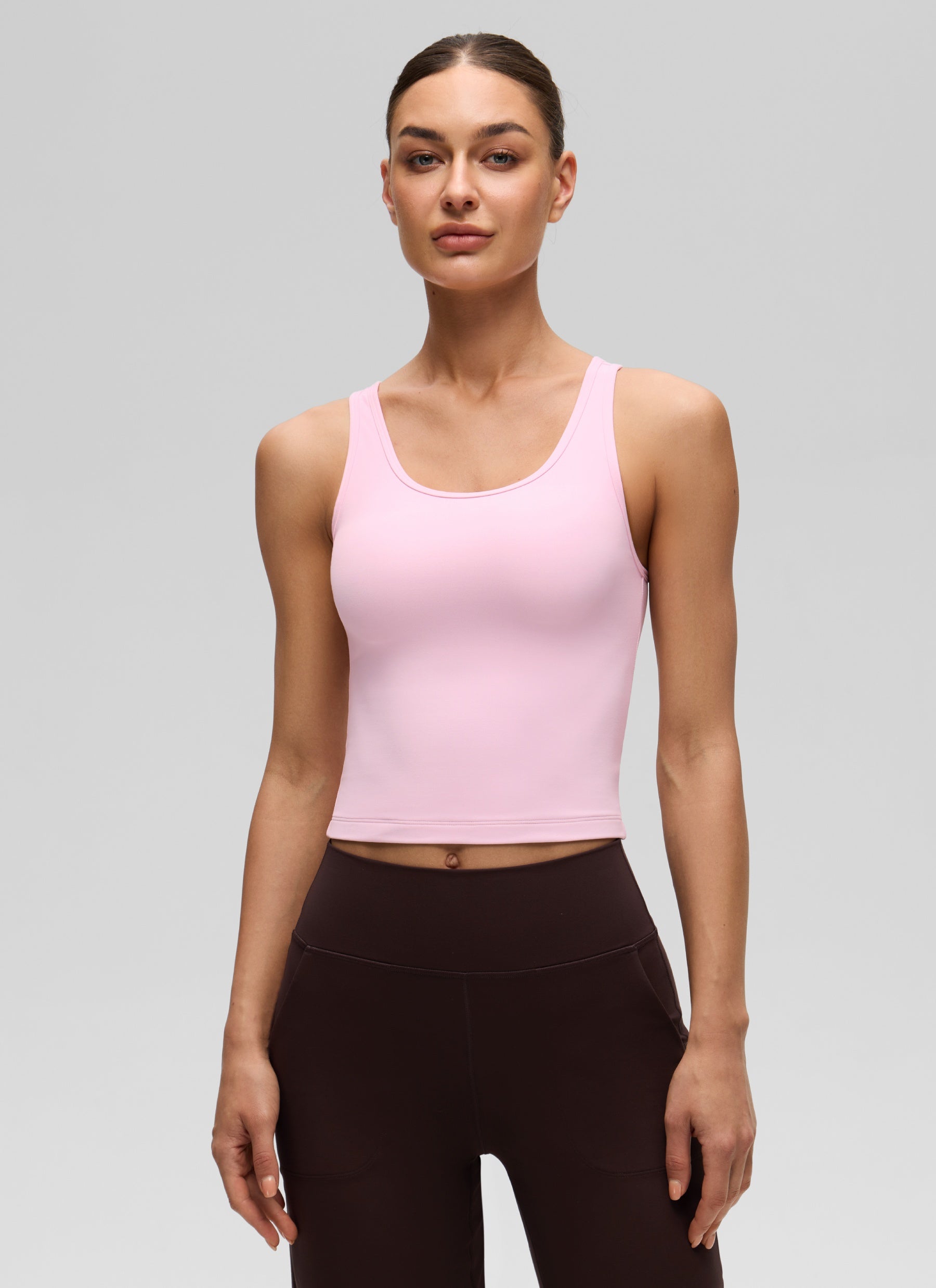 CRZ YOGA Áo ba lỗ ôm sát dành cho nữ, kiểu cổ bơi, họa tiết hoa mẫu đơn màu hồng ( Butterluxe )
