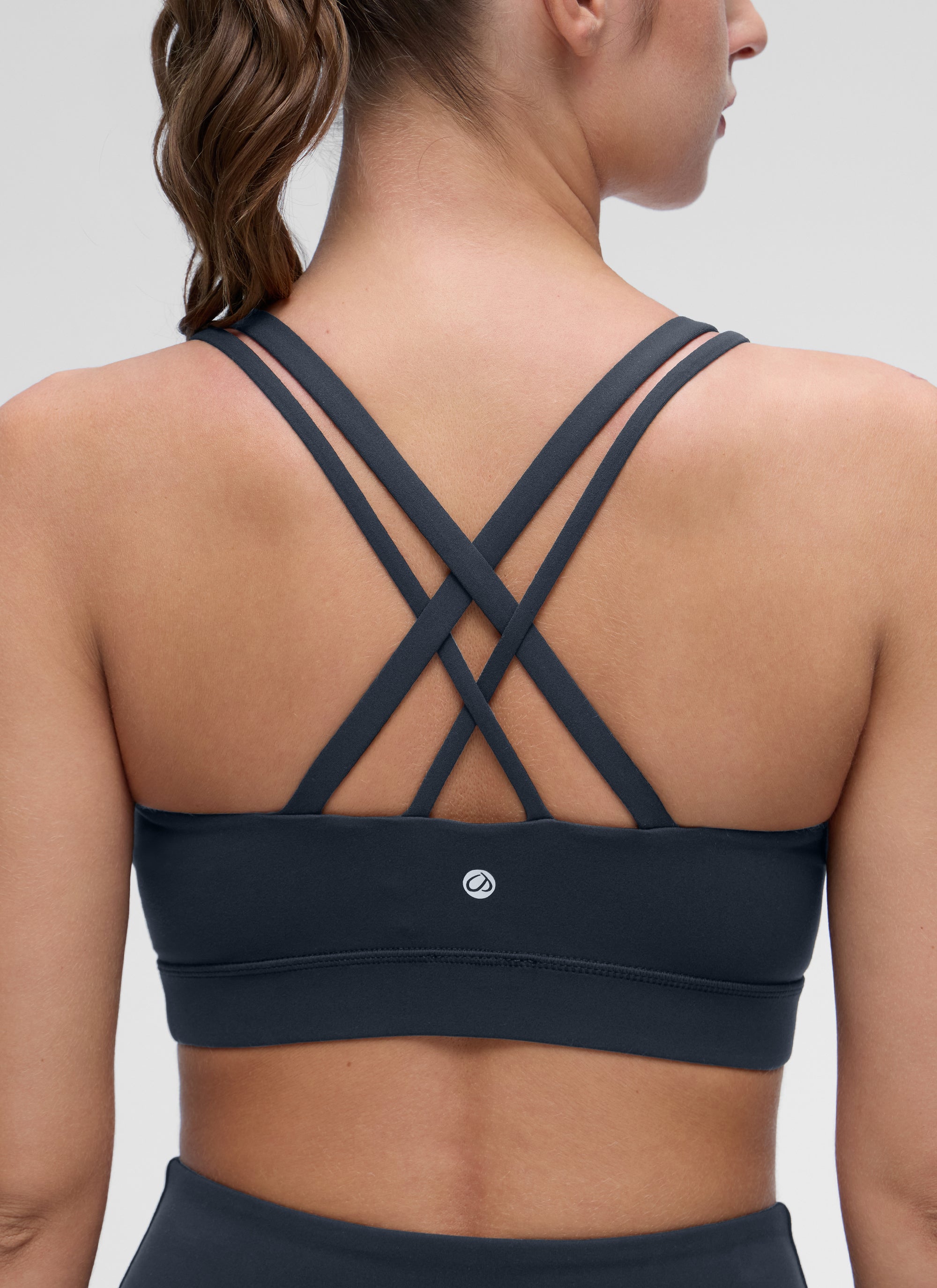 Áo lót thể thao CRZ YOGA dành cho nữ, kiểu dáng ôm sát, hỗ trợ nhẹ, dây đeo đôi, màu xanh navy đậm