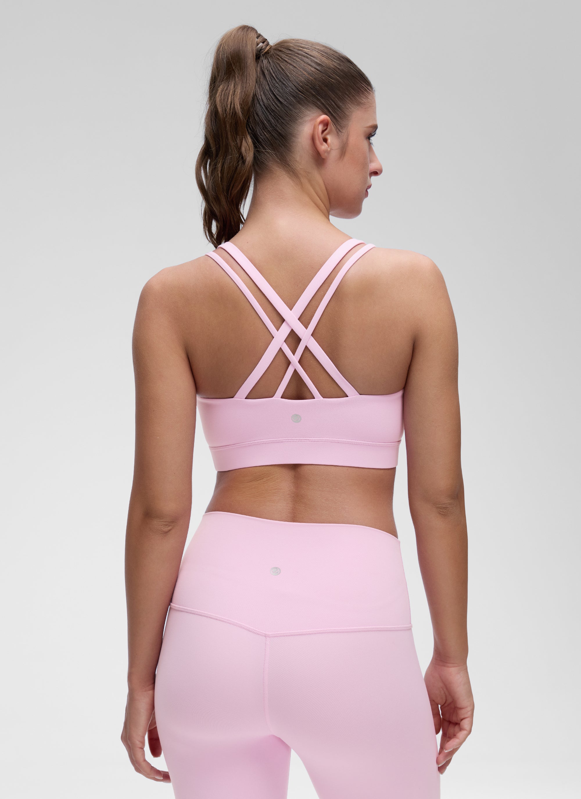 Áo lót thể thao CRZ YOGA dành cho nữ, kiểu dáng nhẹ nhàng, hỗ trợ vừa phải, dây đeo đôi, màu hồng Vita