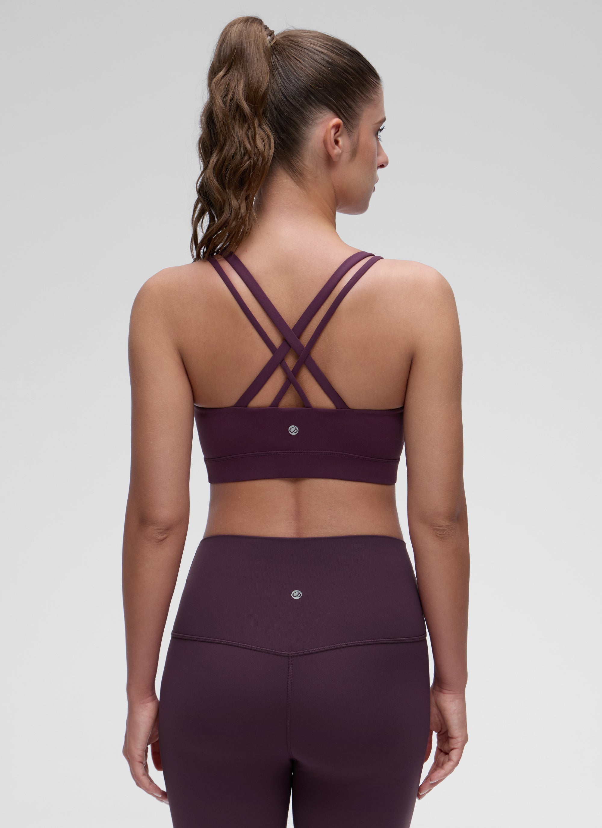 Áo lót thể thao CRZ YOGA dành cho nữ, kiểu dáng ôm sát, hỗ trợ nhẹ, dây đeo đôi, màu tím đậm
