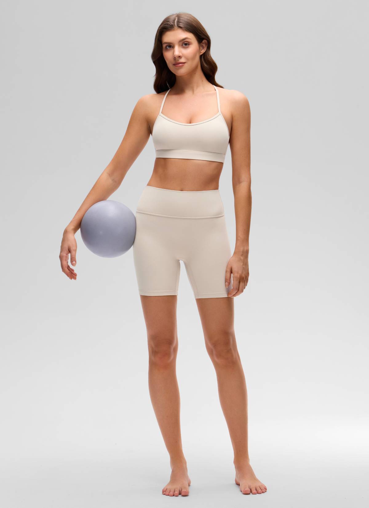 CRZ YOGA - Áo lót thể thao dành cho nữ kiểu cổ tròn, dây chéo sau lưng, chất liệu vải " Butterluxe " - Màu Mojave Tan