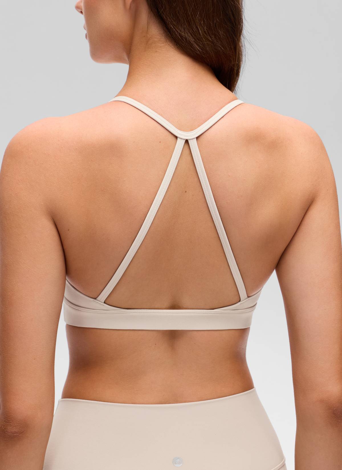 CRZ YOGA - Áo lót thể thao dành cho nữ kiểu cổ tròn, dây chéo sau lưng, chất liệu vải " Butterluxe " - Màu Mojave Tan