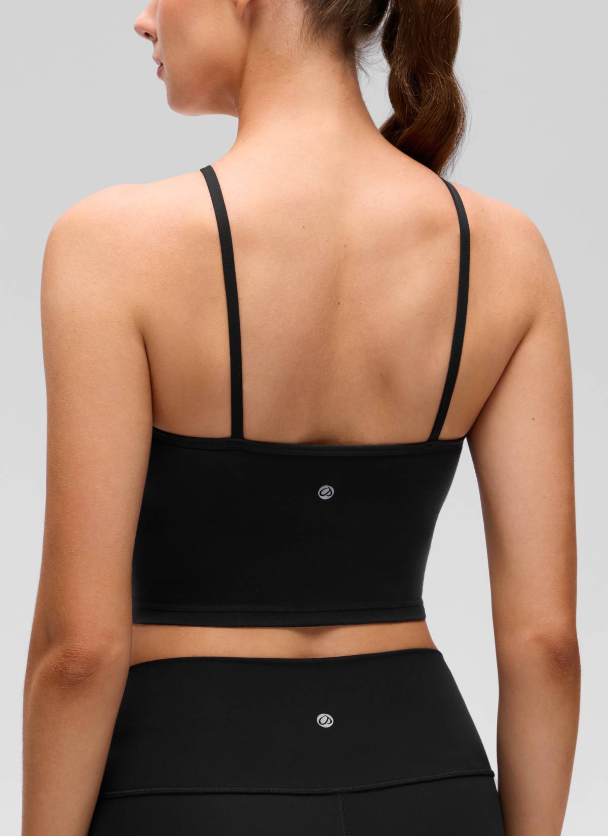 CRZ YOGA Áo thun yoga ngắn cổ chéo kiểu halter dành cho nữ, tích hợp áo lót, họa tiết “ Butterluxe ”, màu đen