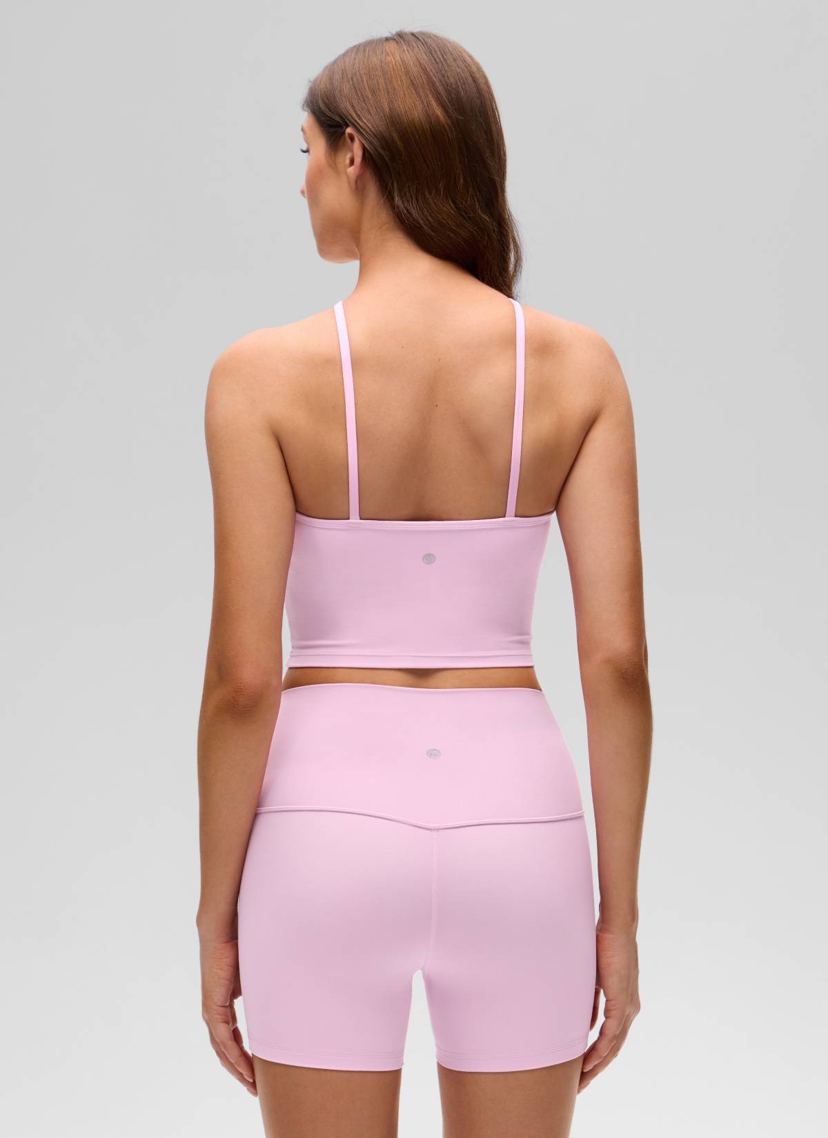 Butterluxe CRZ YOGA Áo thun yoga ngắn cổ chéo kiểu halter dành cho nữ, tích hợp áo lót, màu hồng Vita