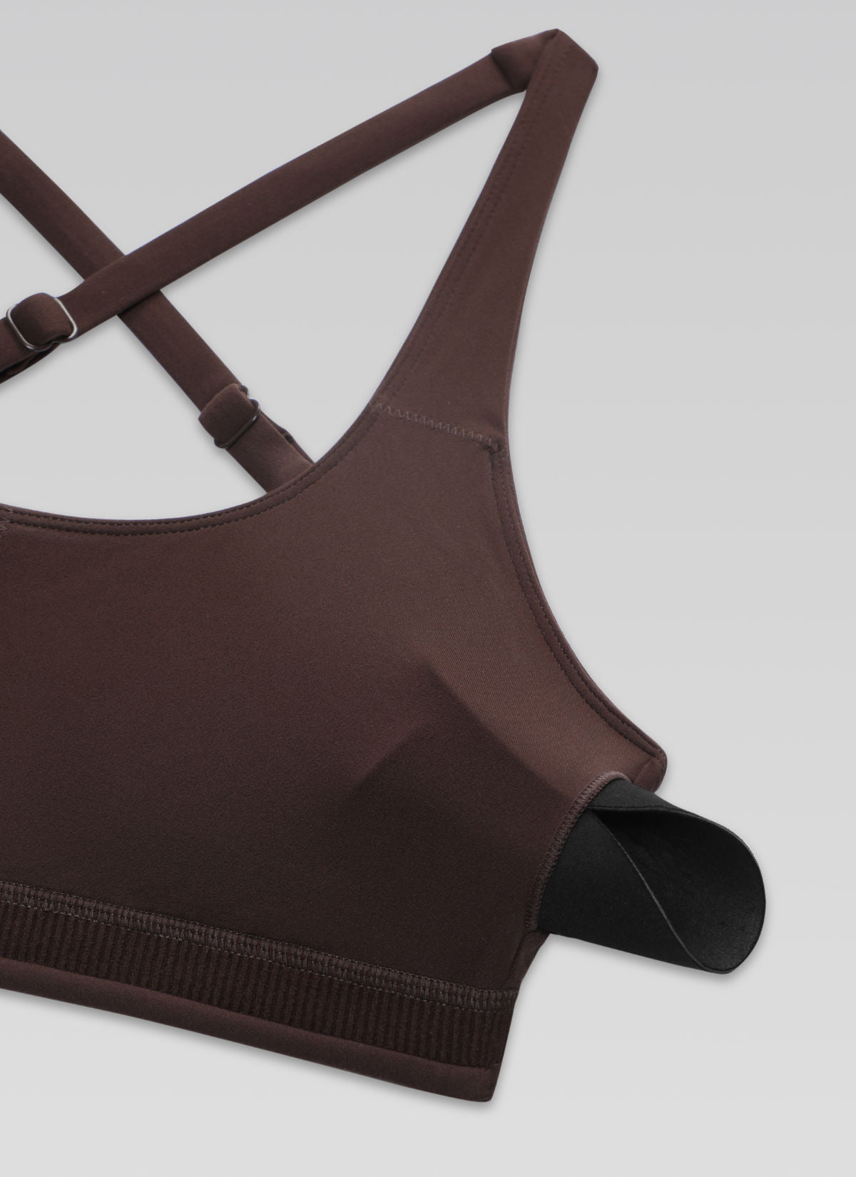 Butterlift CRZ YOGA Áo lót thể thao dành cho nữ kiểu dây chéo sau lưng, tích hợp áo lót, phù hợp cho tập luyện, màu nâu sô-cô-la nóng