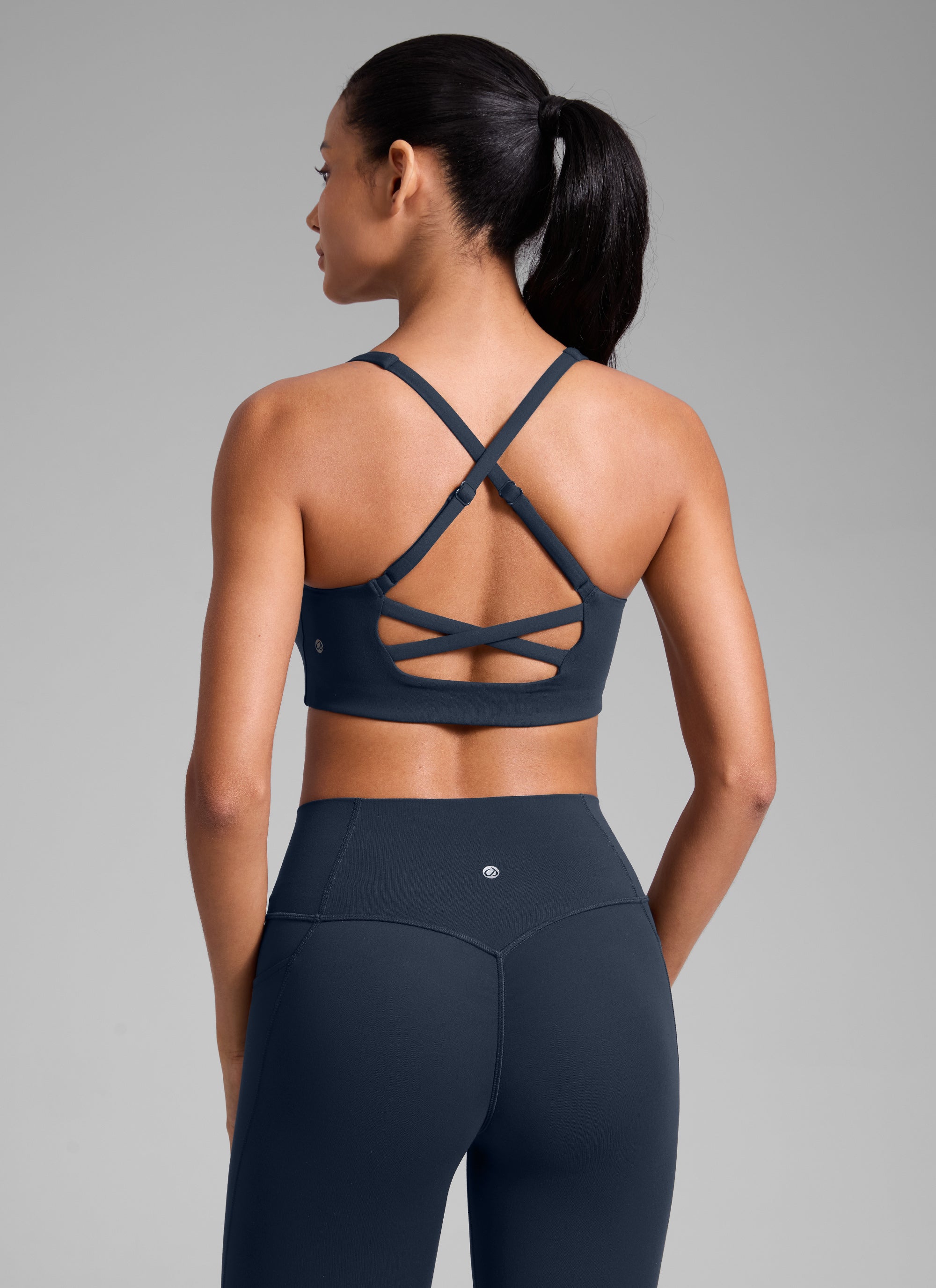 Butterlift CRZ YOGA Áo lót thể thao dành cho nữ kiểu dây chéo sau lưng, tích hợp áo lót, dành cho tập luyện, màu Xanh hoàng hôn