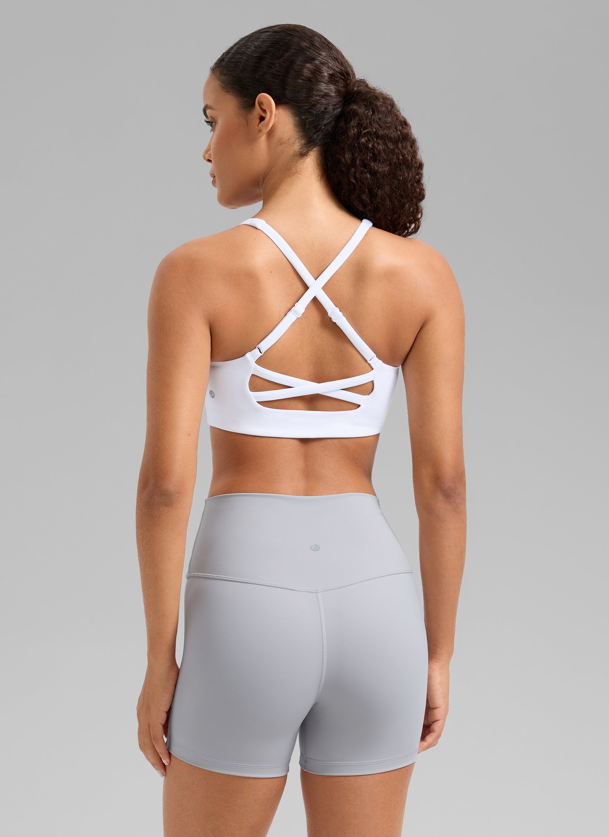 CRZ YOGA Áo lót thể thao dành cho nữ kiểu dây chéo sau lưng, tích hợp áo lót, dành cho tập luyện, màu trắng, thuộc dòng “ Butterlift ”