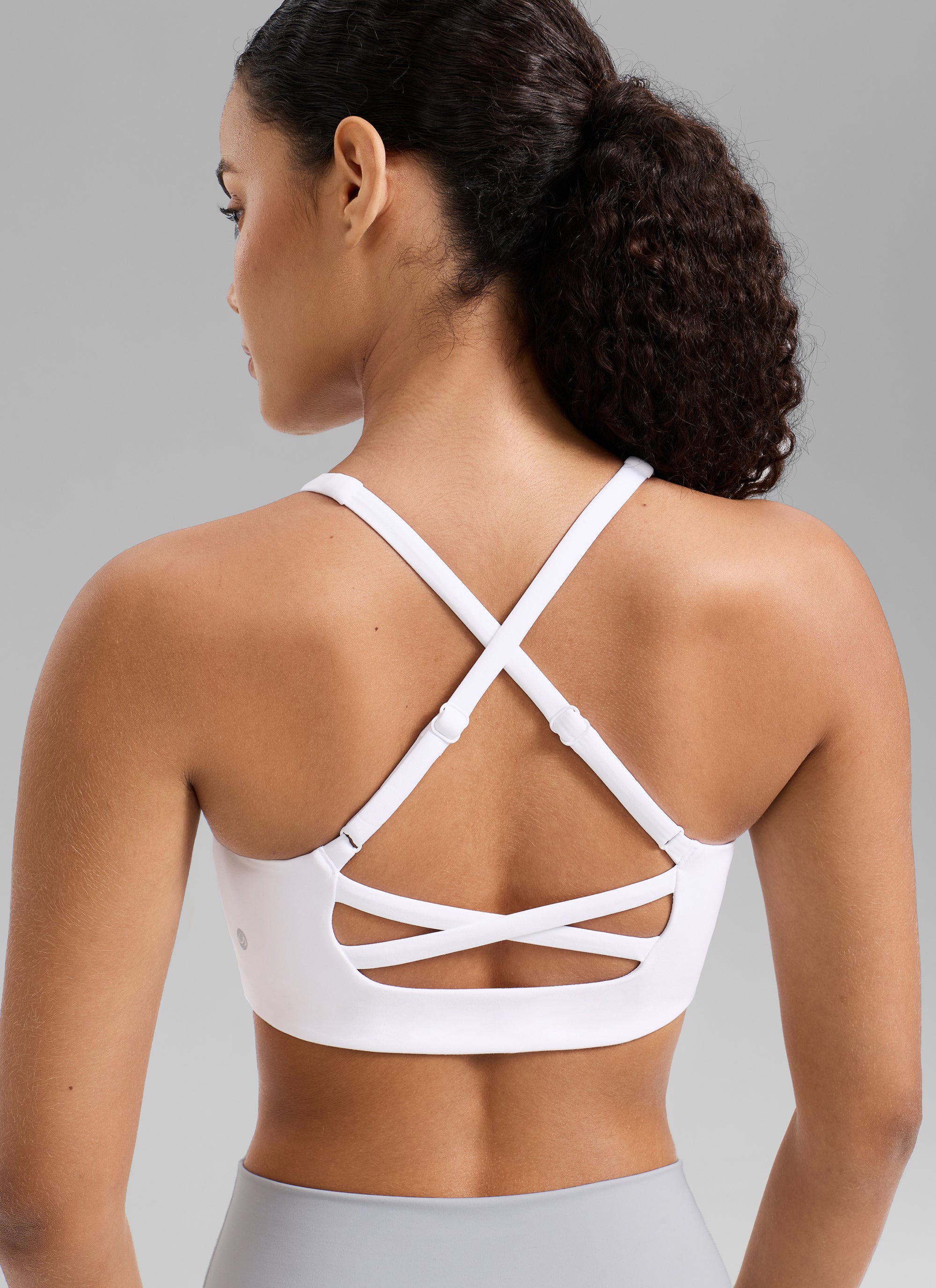CRZ YOGA Áo lót thể thao dành cho nữ kiểu dây chéo sau lưng, tích hợp áo lót, dành cho tập luyện, màu trắng, thuộc dòng “ Butterlift ”