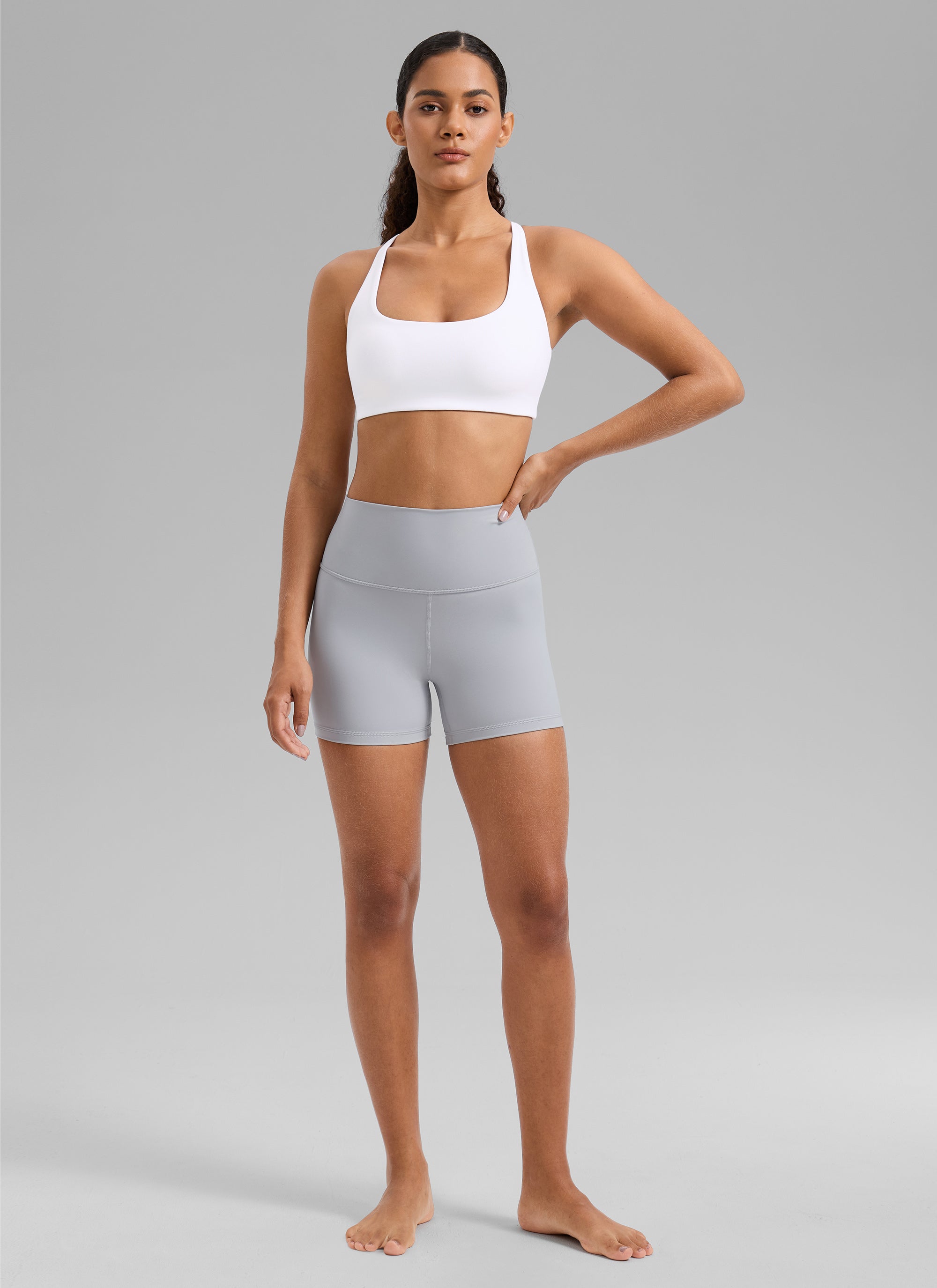 CRZ YOGA Áo lót thể thao dành cho nữ kiểu dây chéo sau lưng, tích hợp áo lót, dành cho tập luyện, màu trắng, thuộc dòng “ Butterlift ”