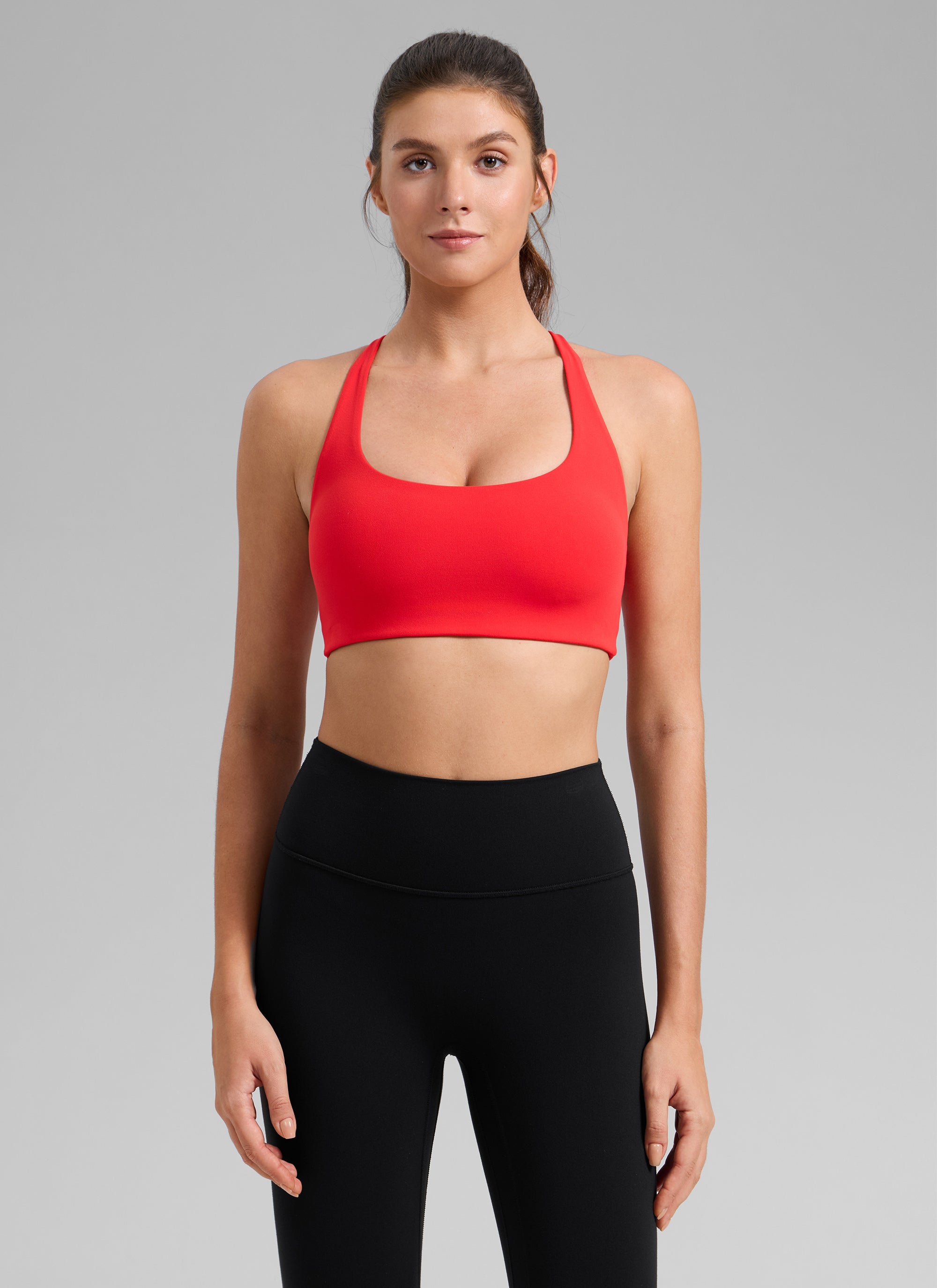 CRZ YOGA Áo lót thể thao dành cho nữ kiểu dây chéo sau lưng, tích hợp áo lót, màu đỏ đậm, thuộc bộ sưu tập “ Butterlift ”