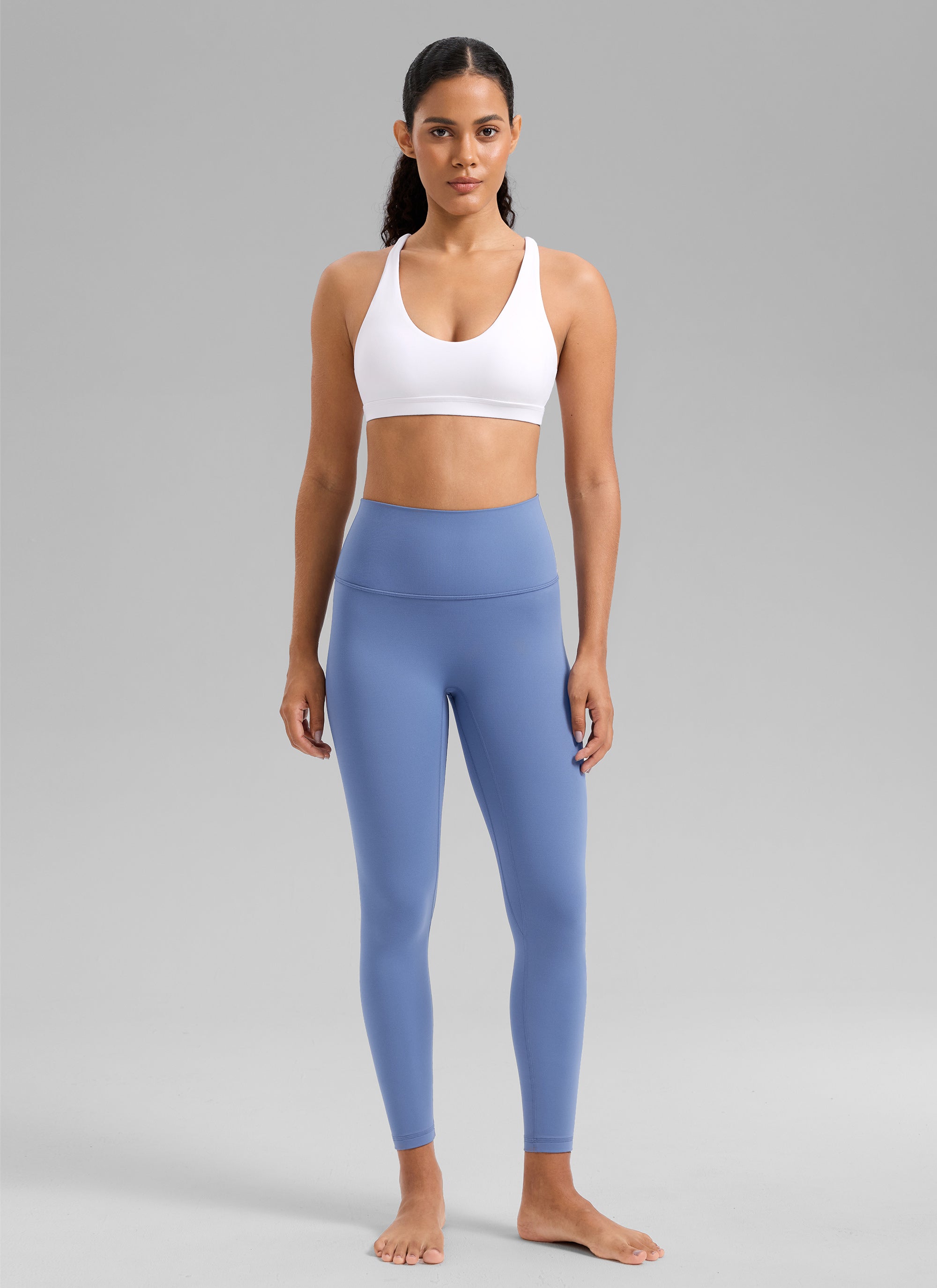 Áo lót thể thao CRZ YOGA dành cho nữ, kiểu cổ chữ U và dây chéo sau lưng, màu trắng, dành cho tập luyện với thiết kế “ Butterlift ”