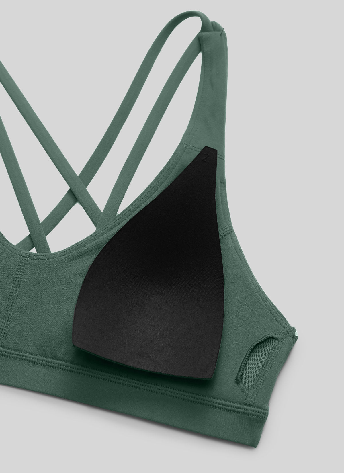 Butterlift Áo lót thể thao CRZ YOGA dành cho nữ, kiểu cổ chữ U và dây chéo sau lưng, dành cho tập luyện, màu xanh lá rừng đậm